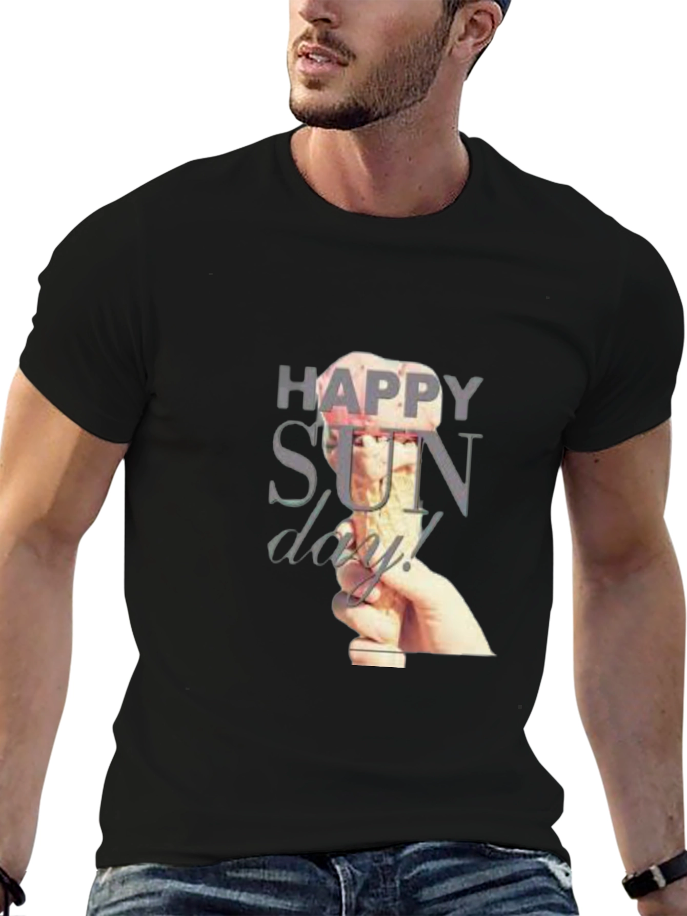 Happy Sunday Graphic T-Shirt - Black
