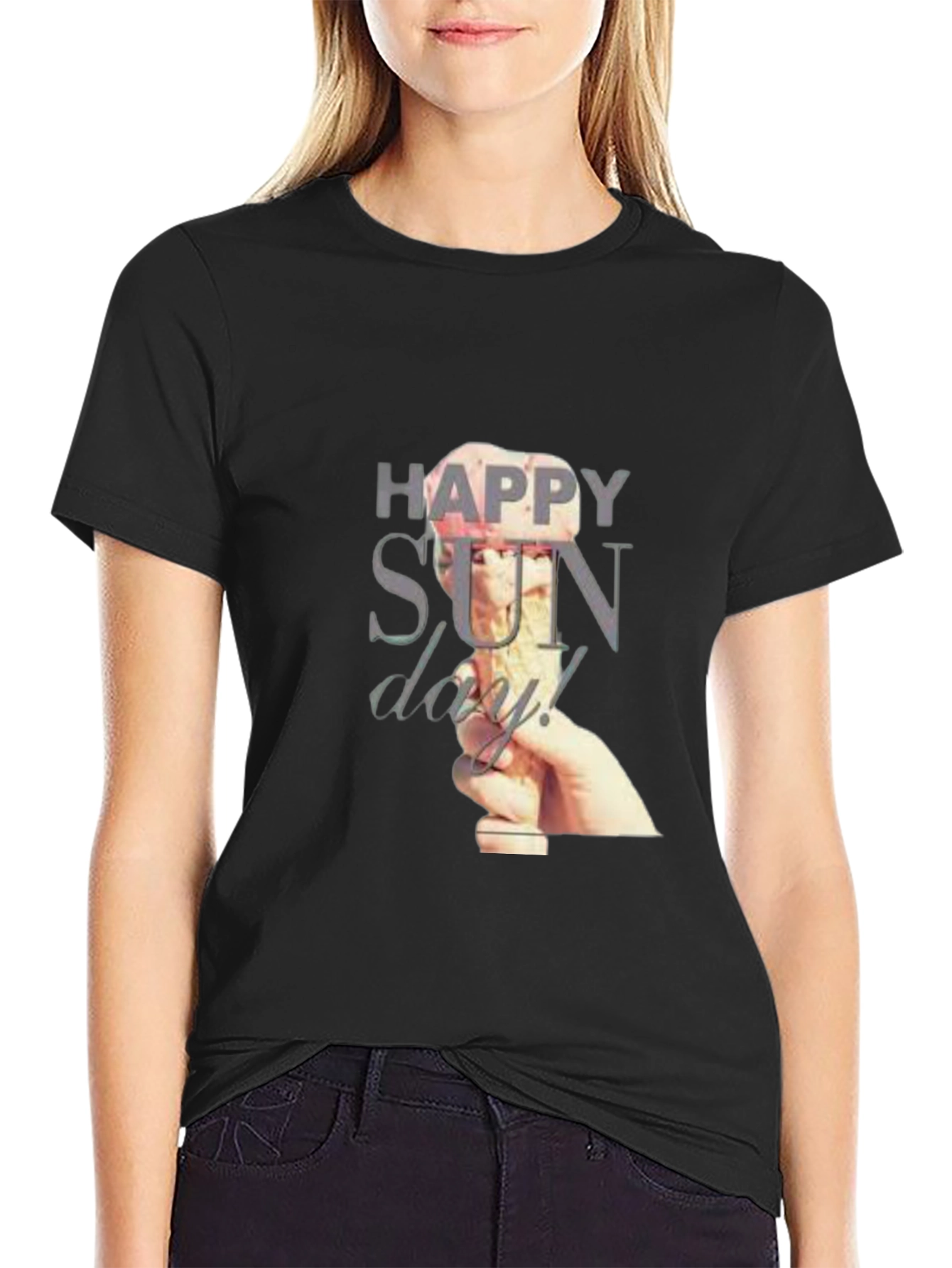 Happy Sunday Graphic T-Shirt - Black