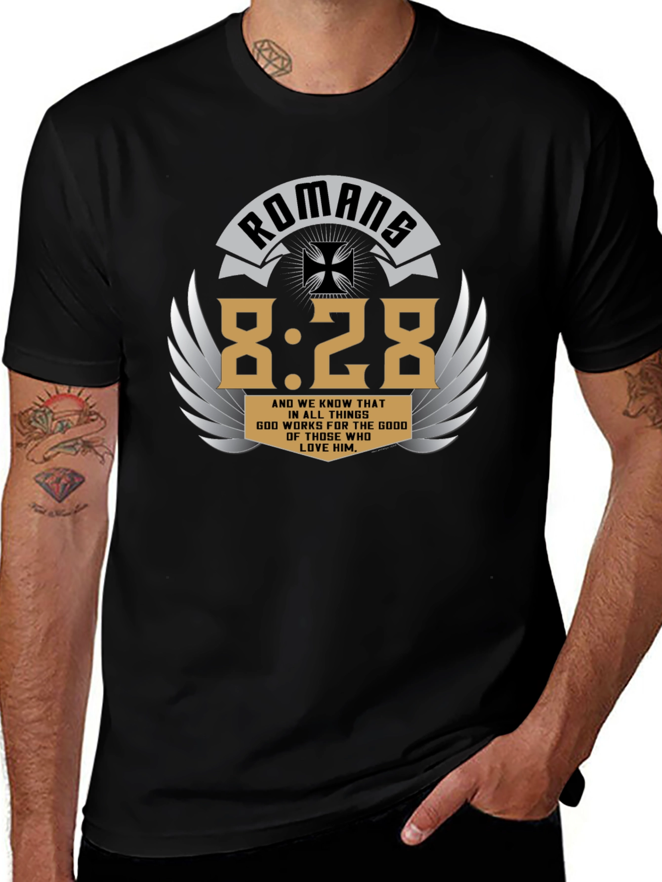 Romans 8:28 Graphic T-Shirt - Christian Scripture Tee