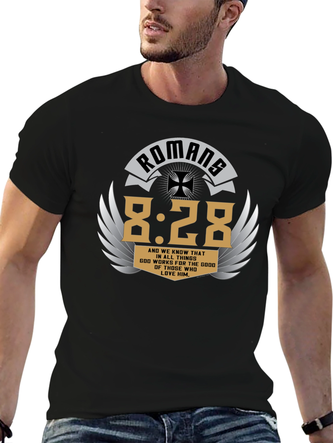 Romans 8:28 Graphic T-Shirt - Christian Scripture Tee