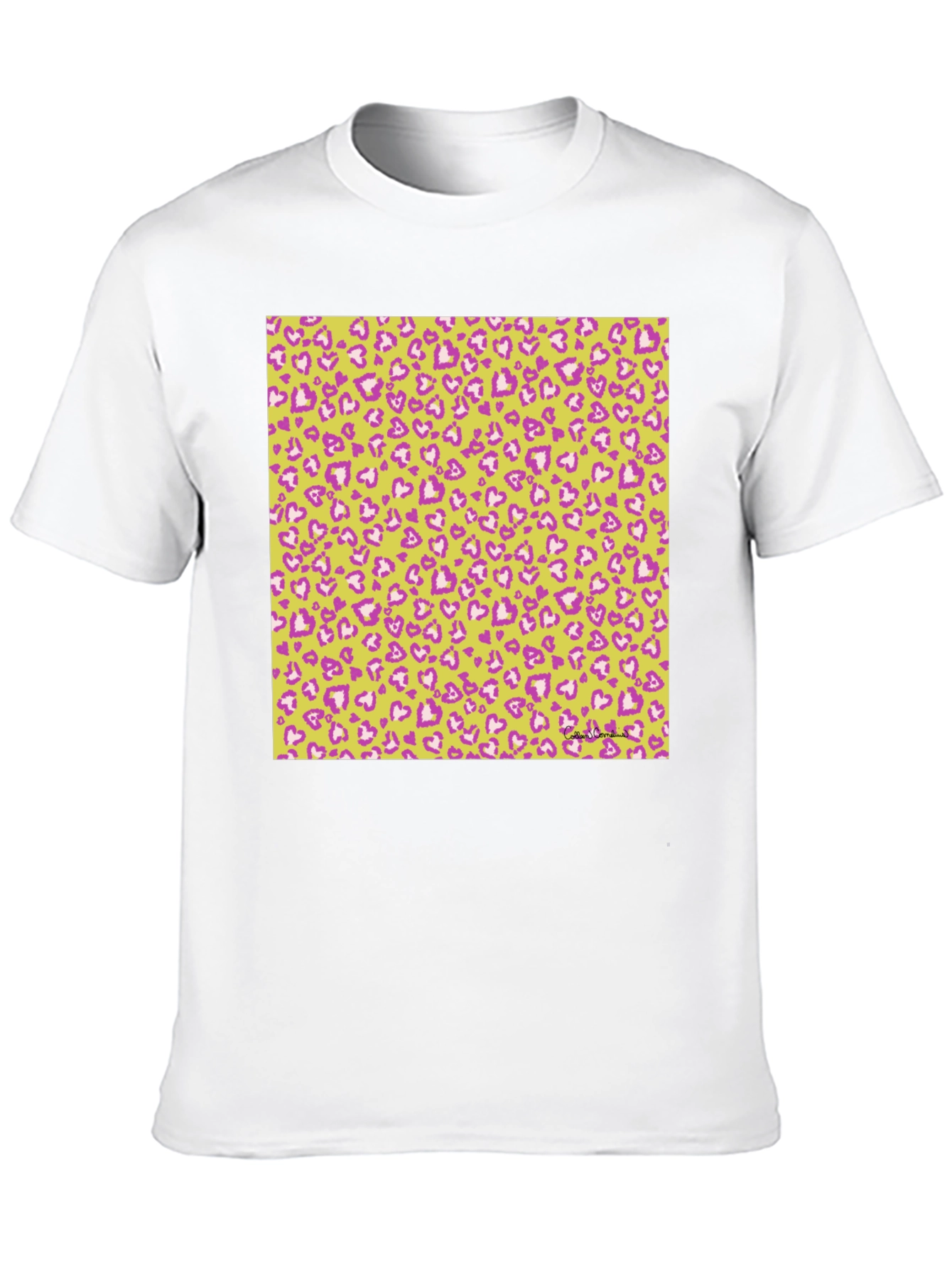 Heart Print Crew Neck Tee - Casual Style