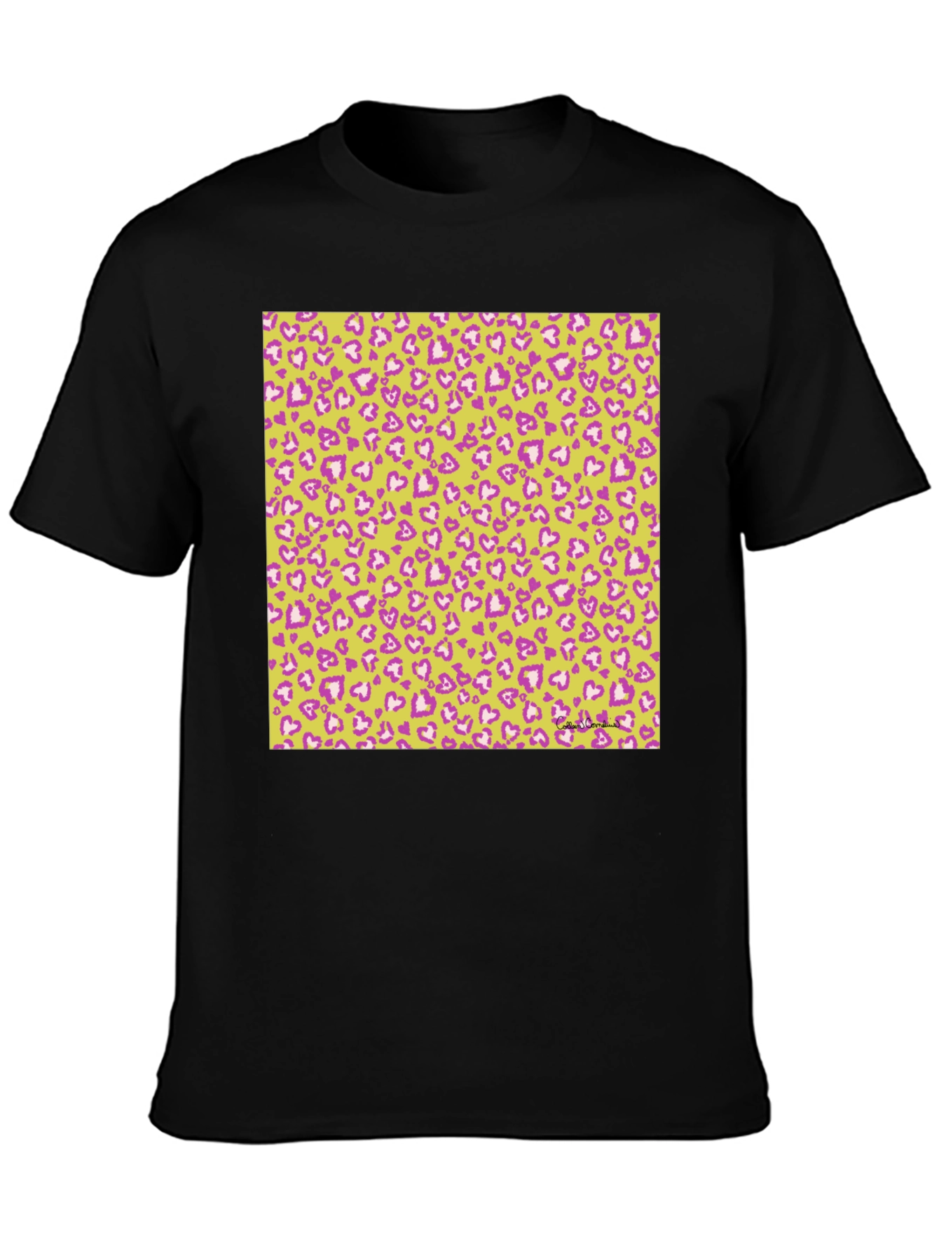 Heart Print Crew Neck Tee - Casual Style
