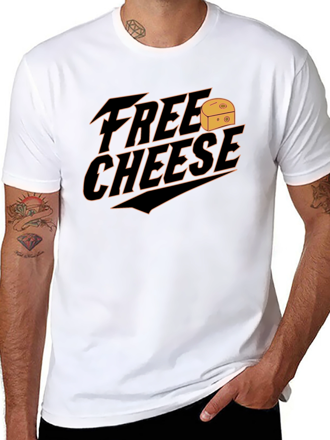 Free Cheese Graphic Tee - Novelty T-Shirt