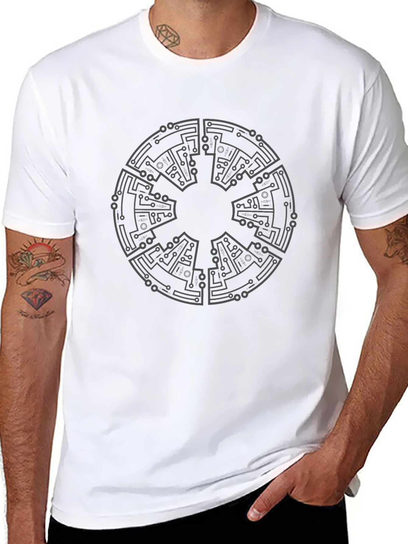 Tech Circuit Mandala Black T-Shirt