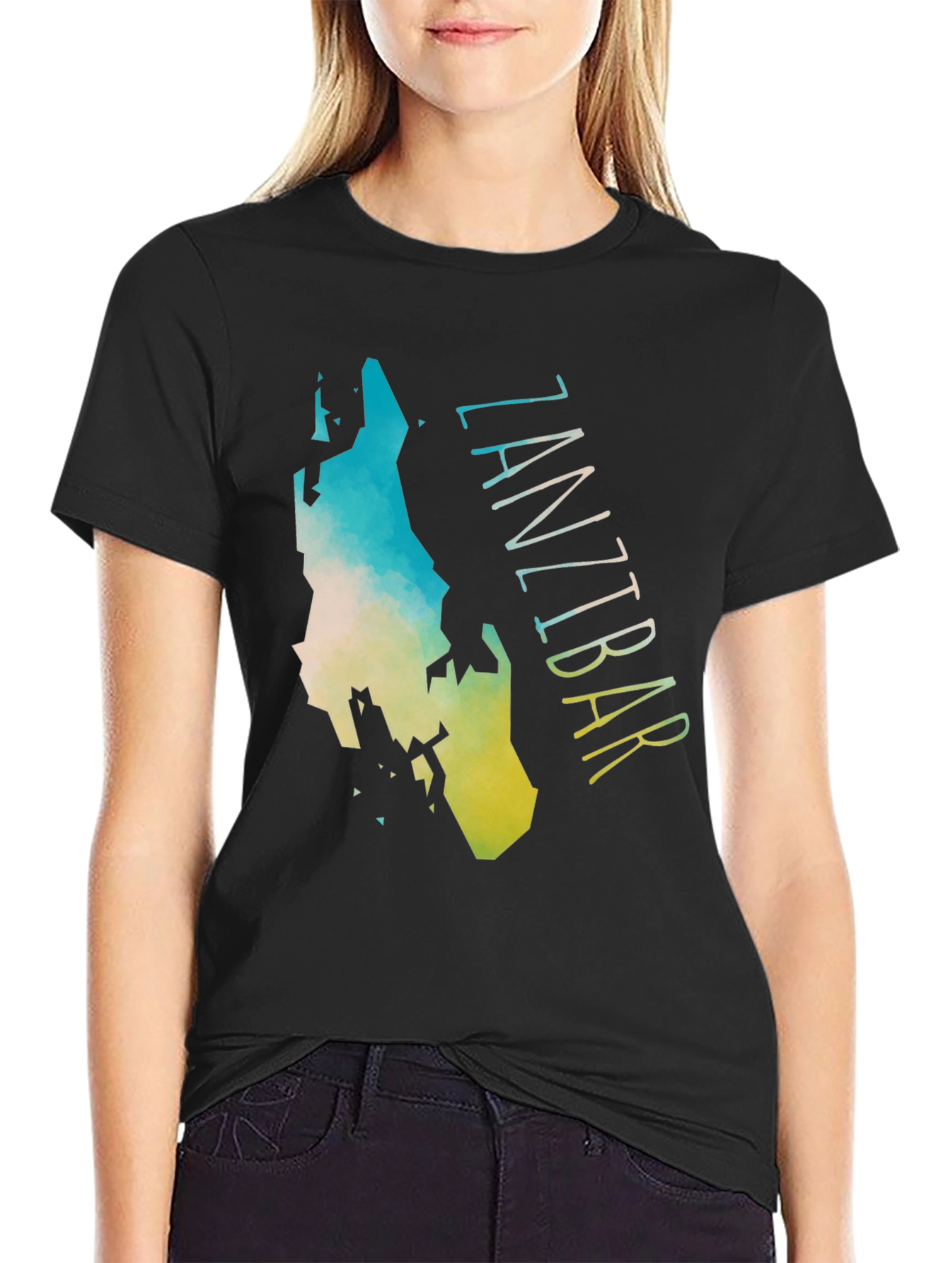 Zanzibar Island Map Graphic Tee - Black