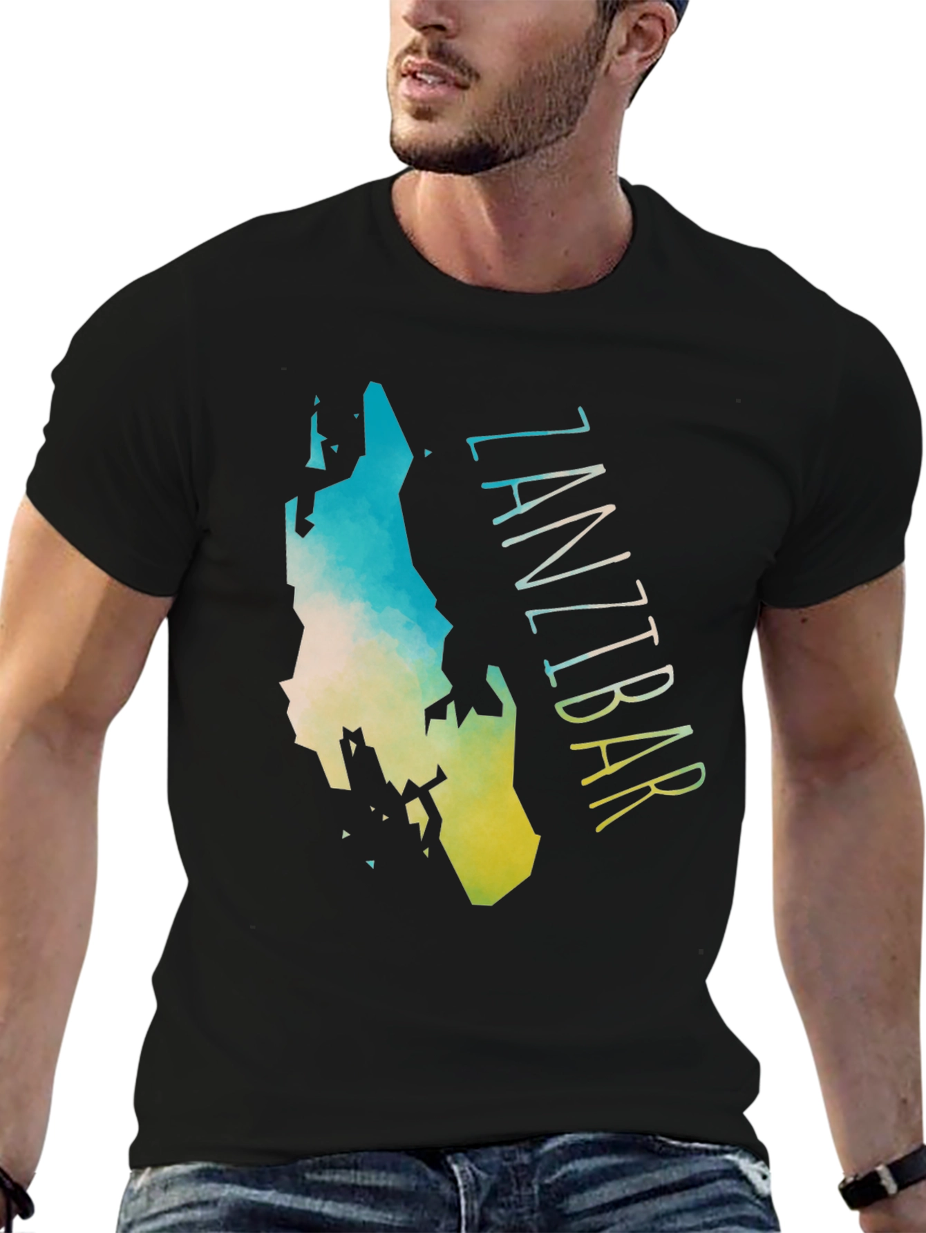 Zanzibar Island Map Graphic Tee - Black
