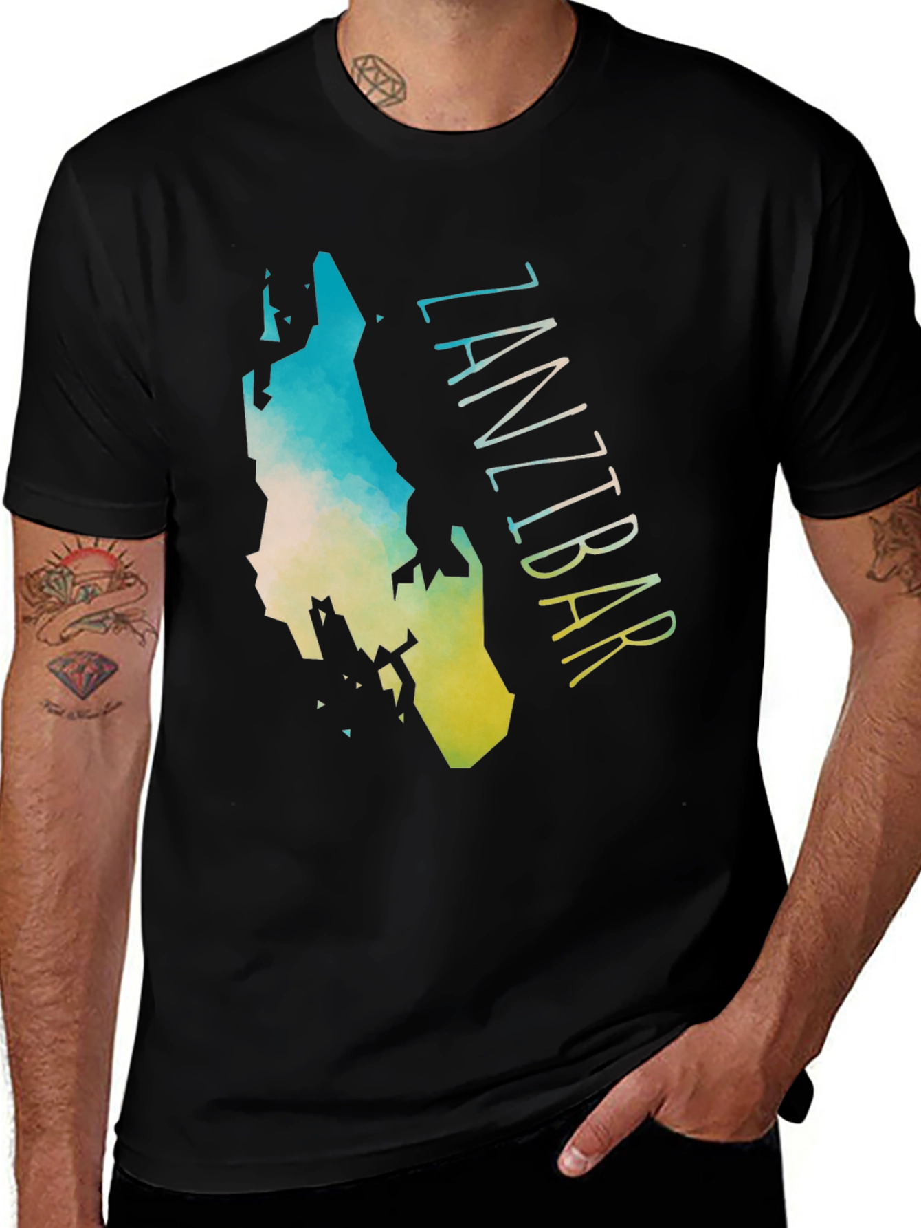 Zanzibar Island Map Graphic Tee - Black