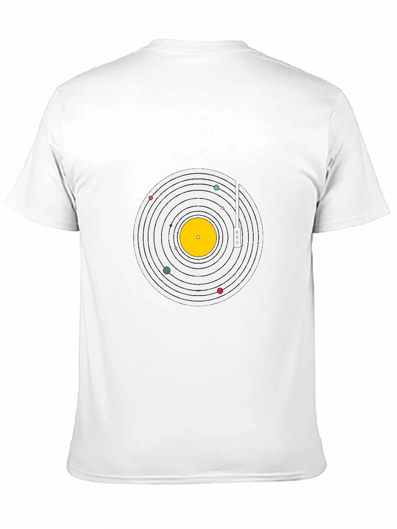 Planetary Turntable Graphic Tee - Black Cotton T-Shirt