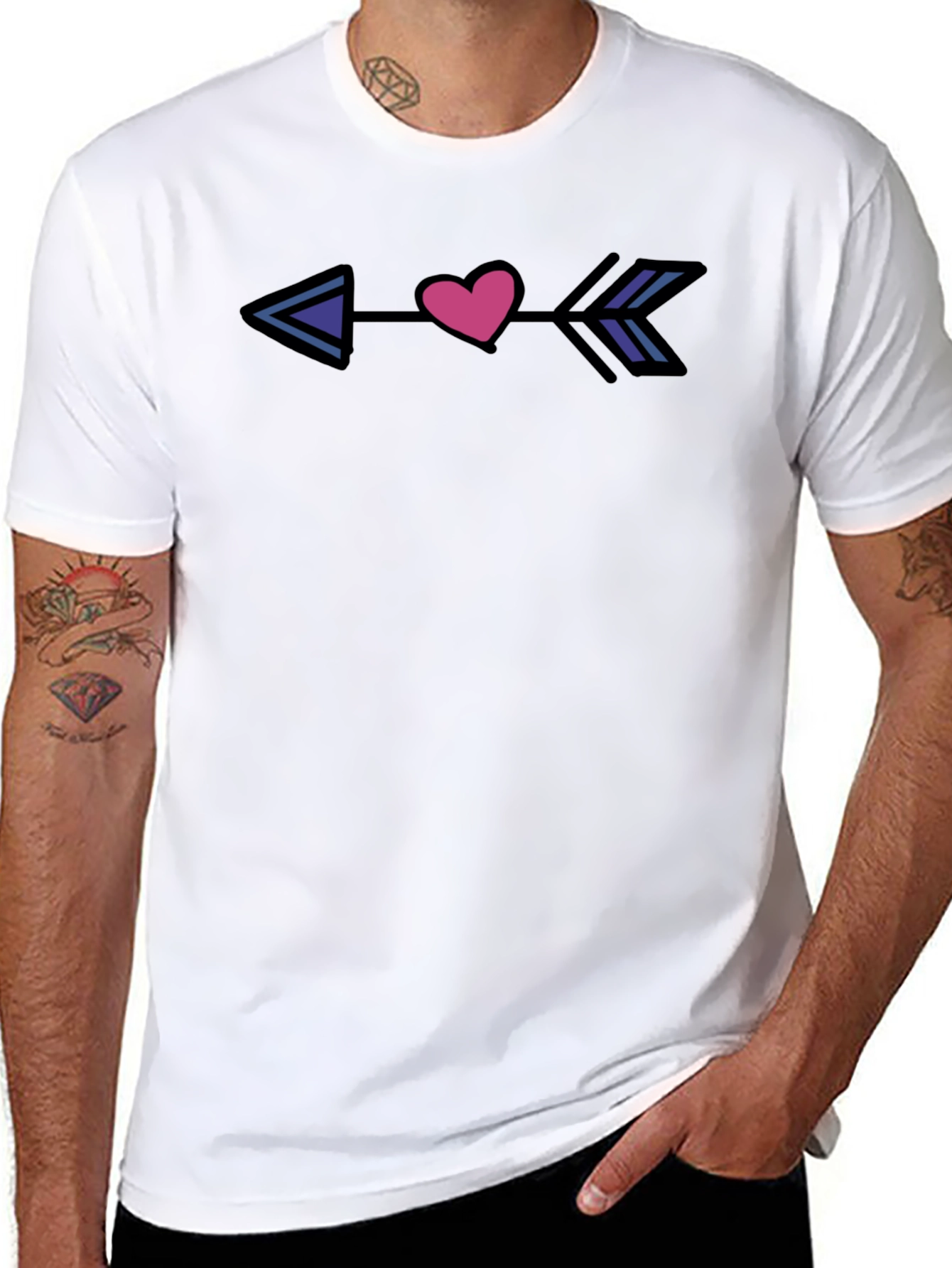 Heart Arrow Graphic Tee - Black Casual Shirt