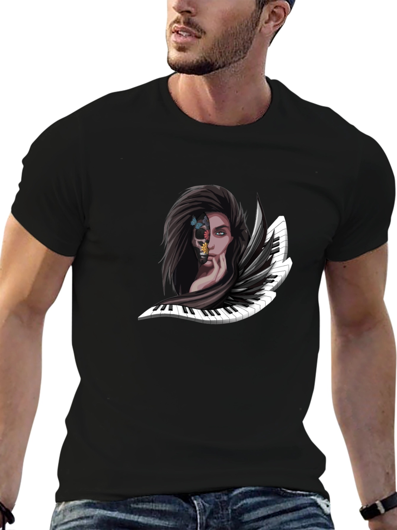 Piano Woman Graphic Tee - Unique Music Art Shirt