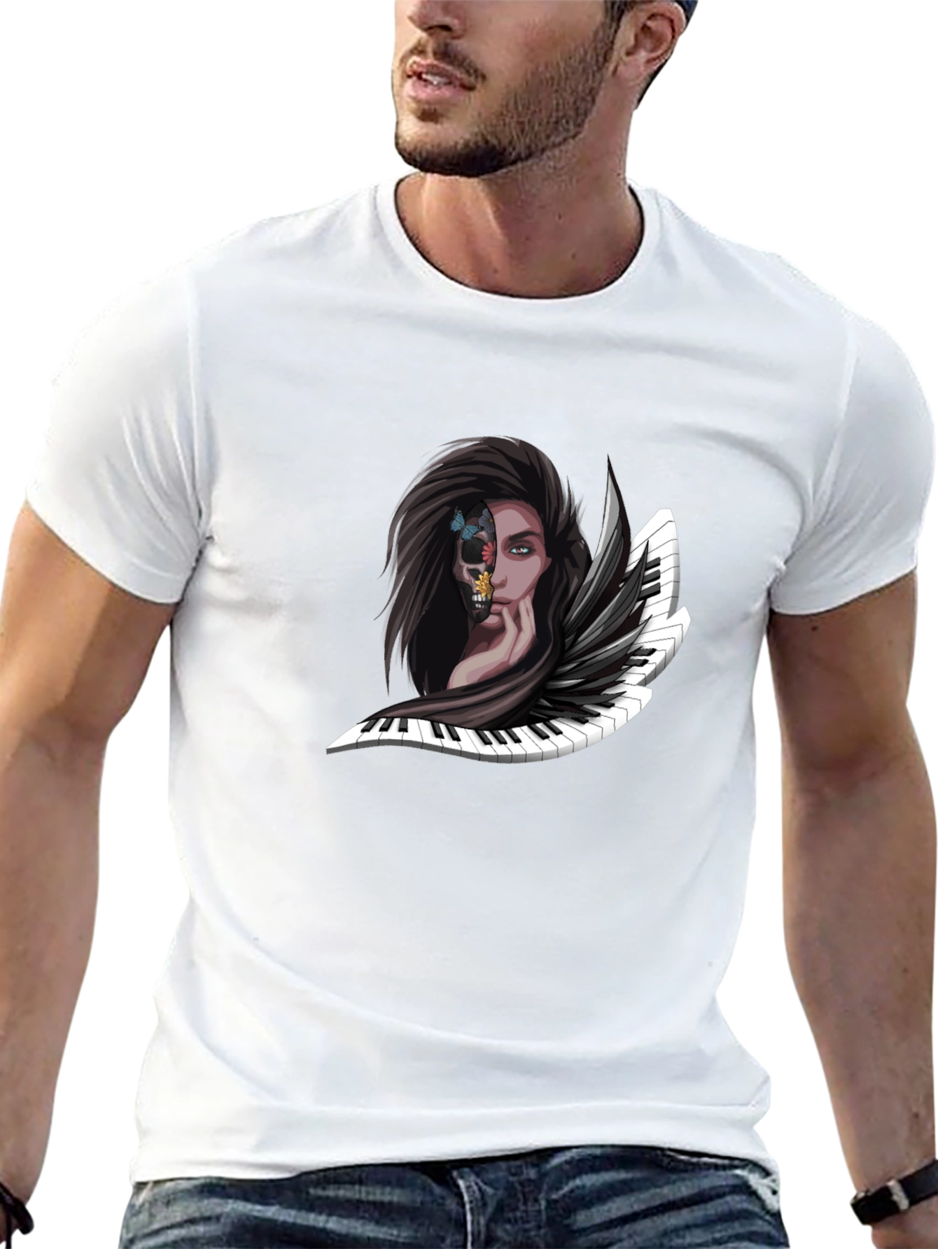 Piano Woman Graphic Tee - Unique Music Art Shirt