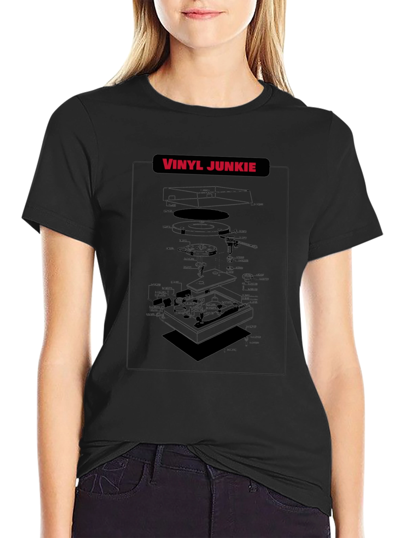 Vinyl Junkie Black Graphic T-Shirt