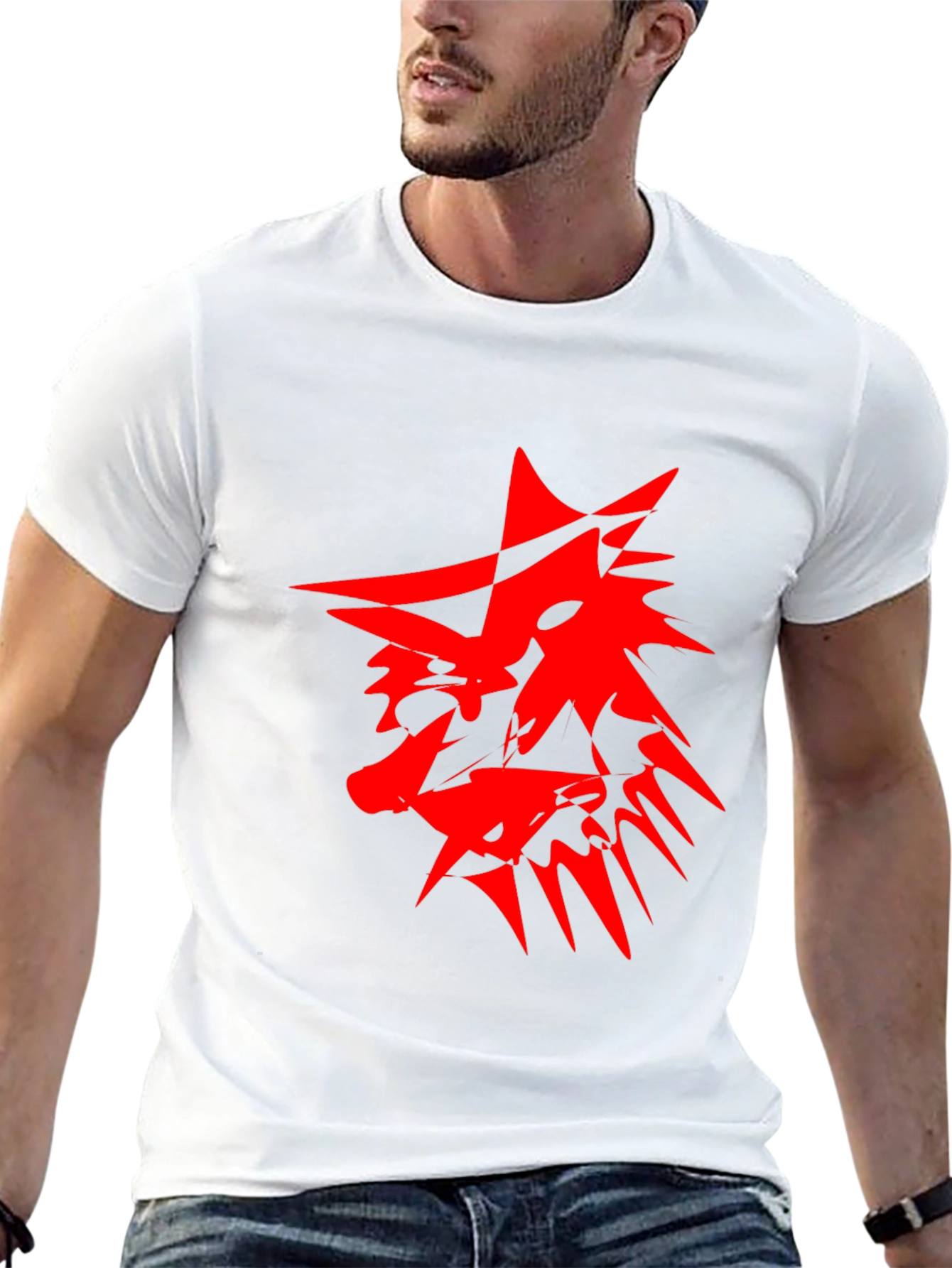 Edgy Red Graphic Print Black T-Shirt