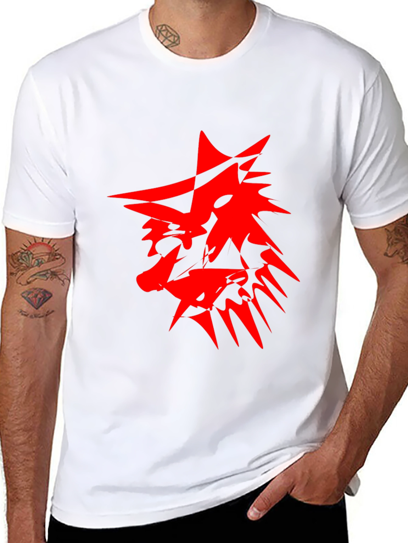Edgy Red Graphic Print Black T-Shirt