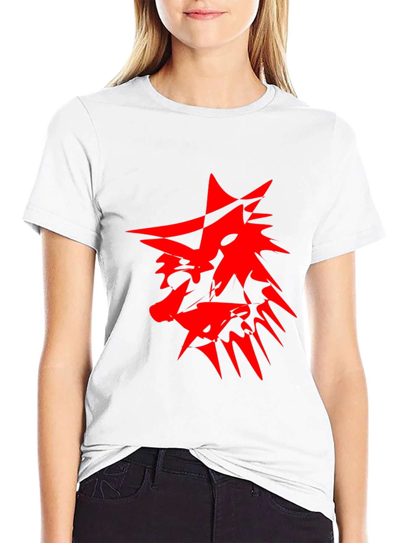 Edgy Red Graphic Print Black T-Shirt
