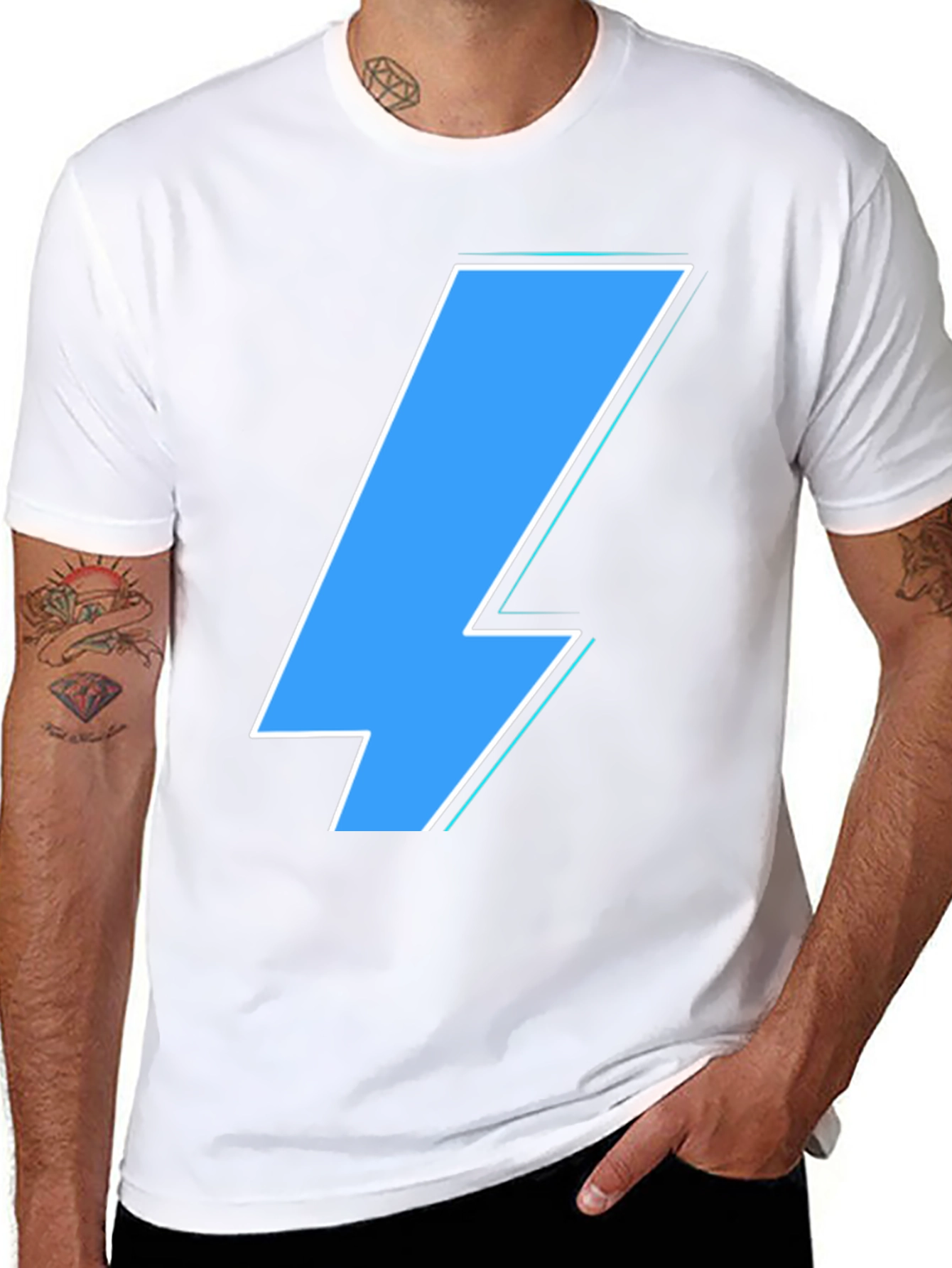 Lightning Bolt Graphic Tee - Casual Black T-Shirt