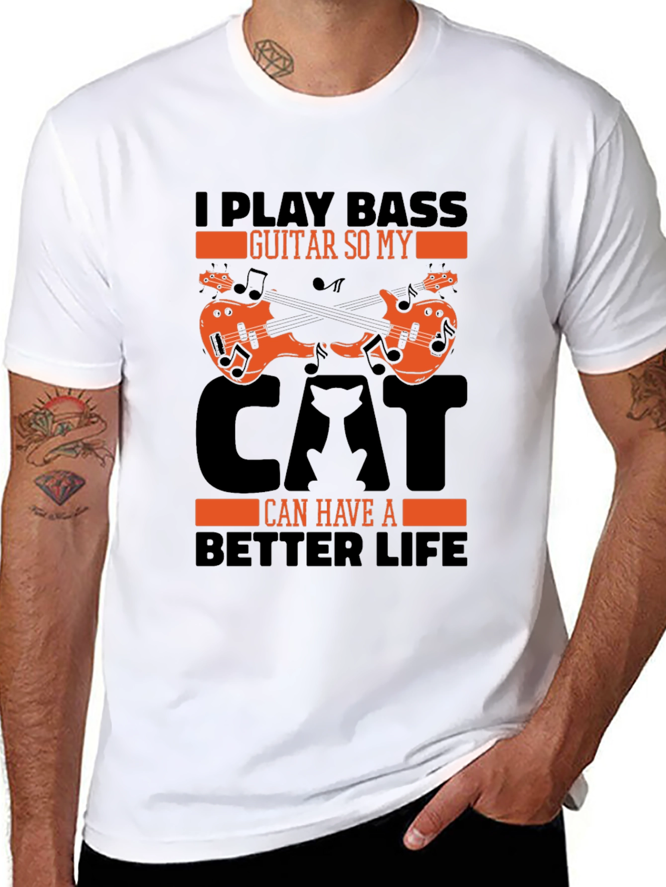 Bass Guitar Cat Lover T-Shirt