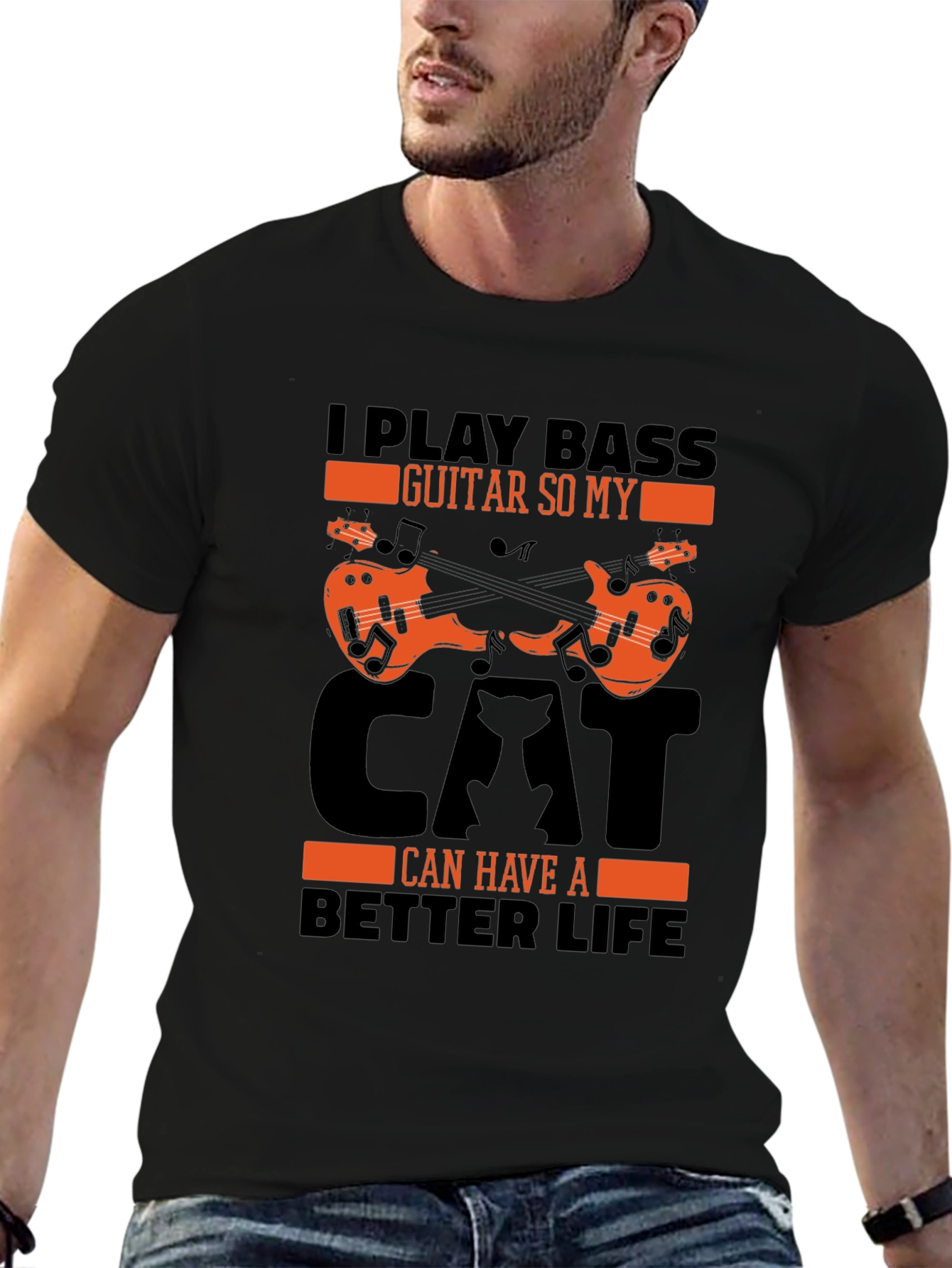 Bass Guitar Cat Lover T-Shirt