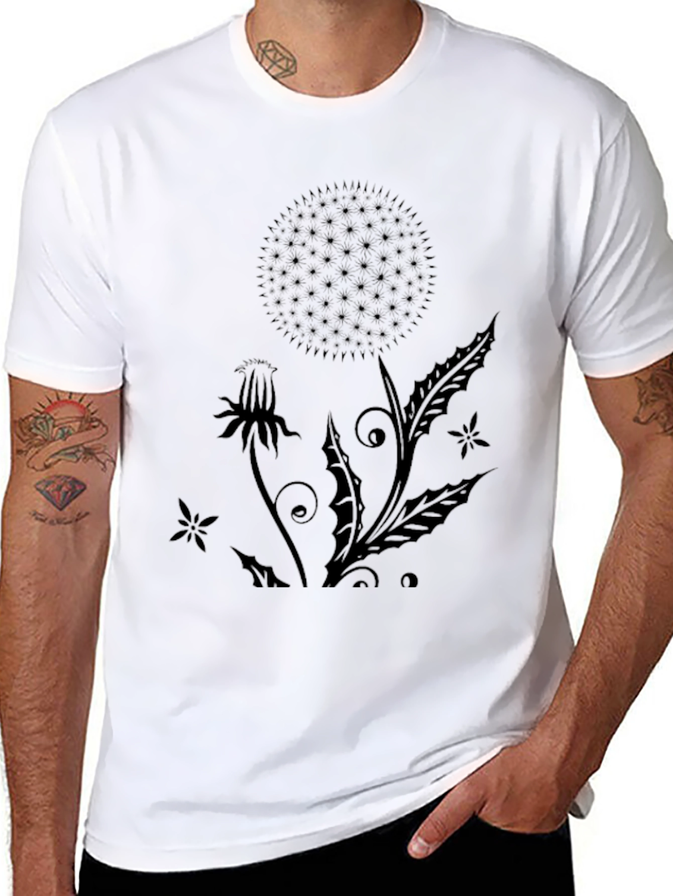 Black Dandelion Graphic Tee - Stylish Casual Wear