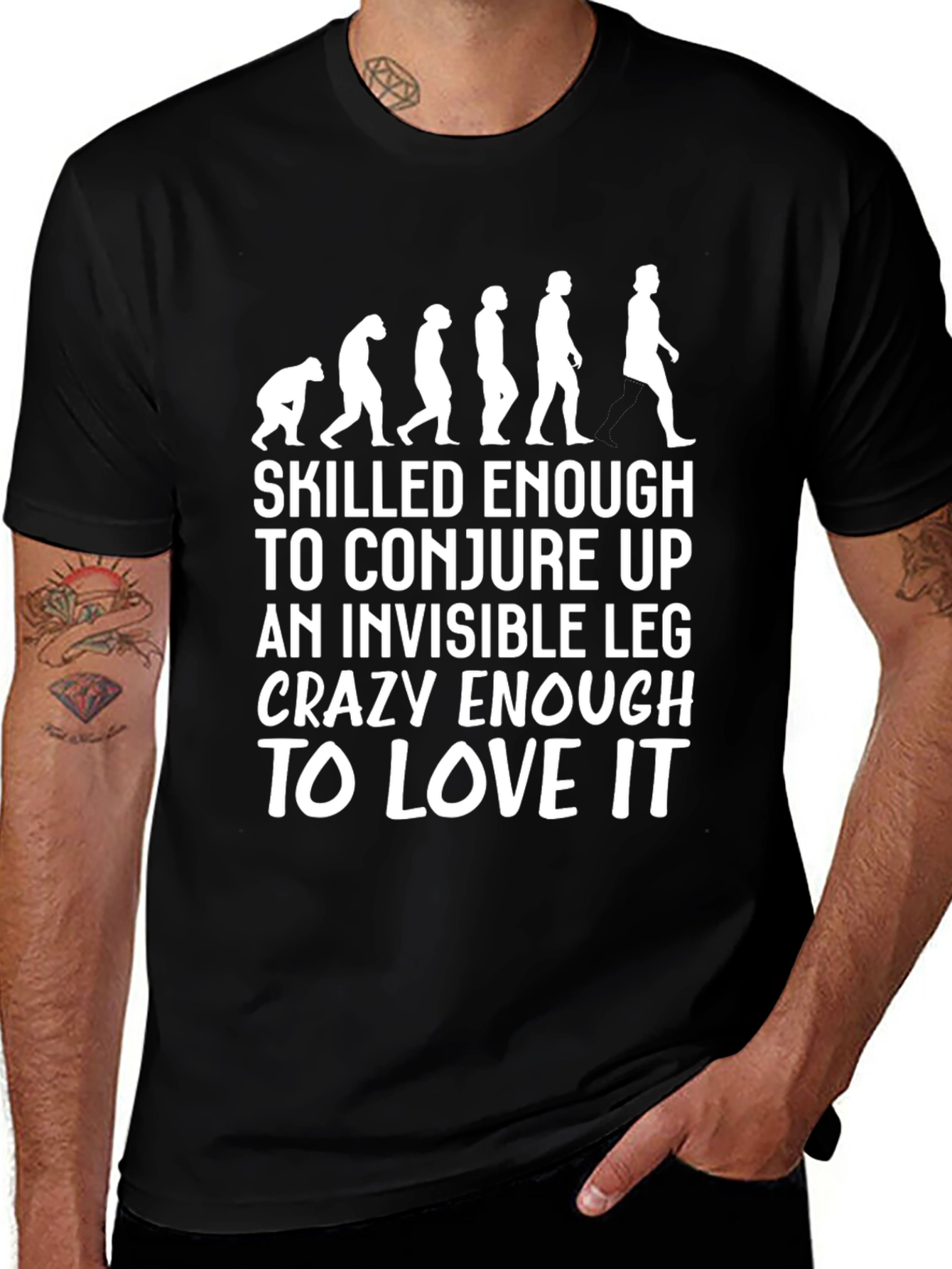 Invisible Leg T-Shirt: Evolution Funny Tee