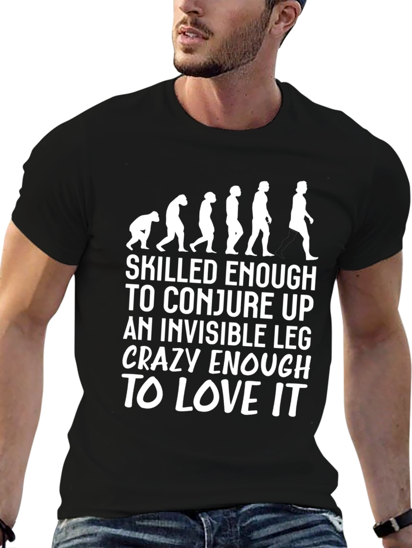 Invisible Leg T-Shirt: Evolution Funny Tee
