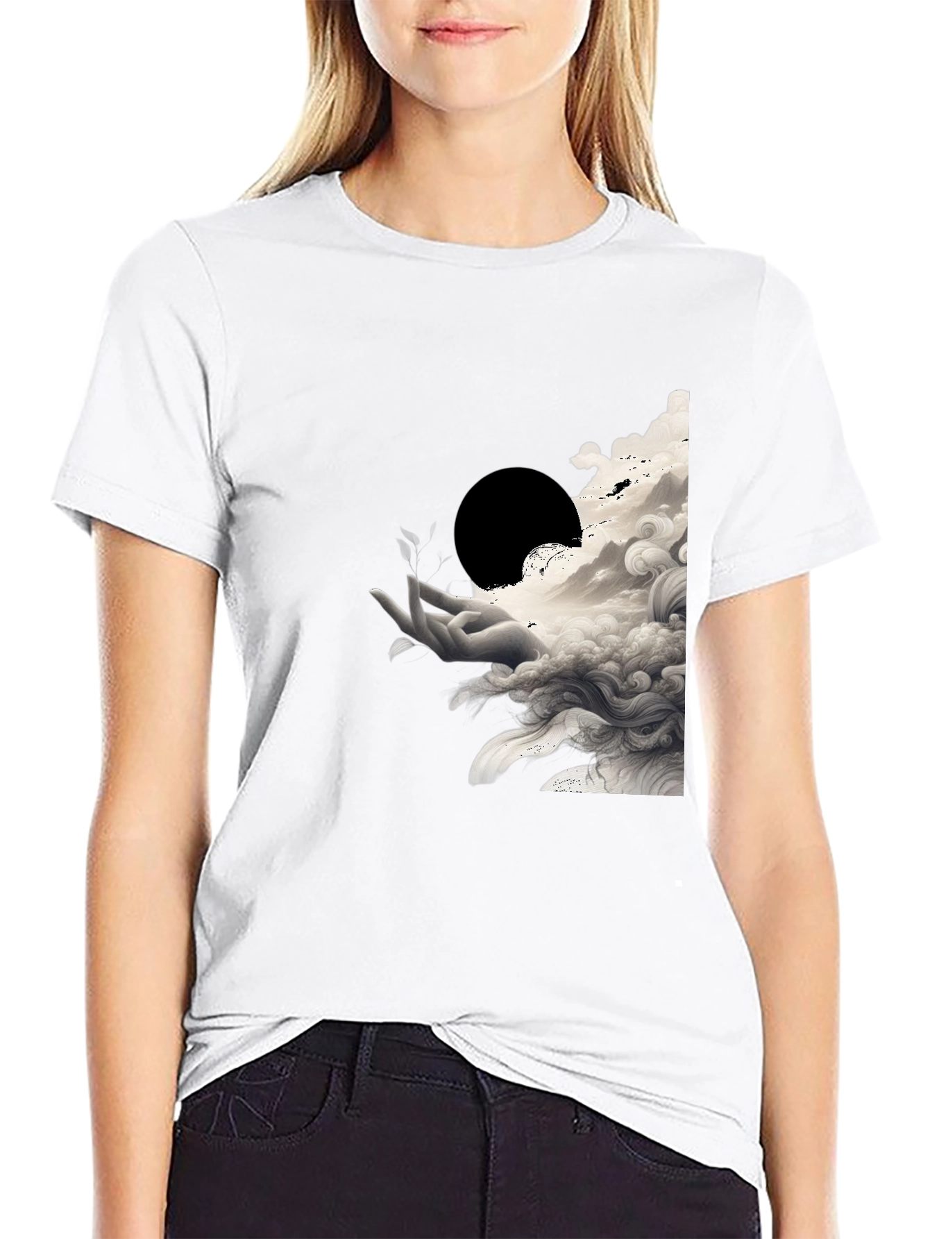 Abstract Hand Graphic Tee - Black