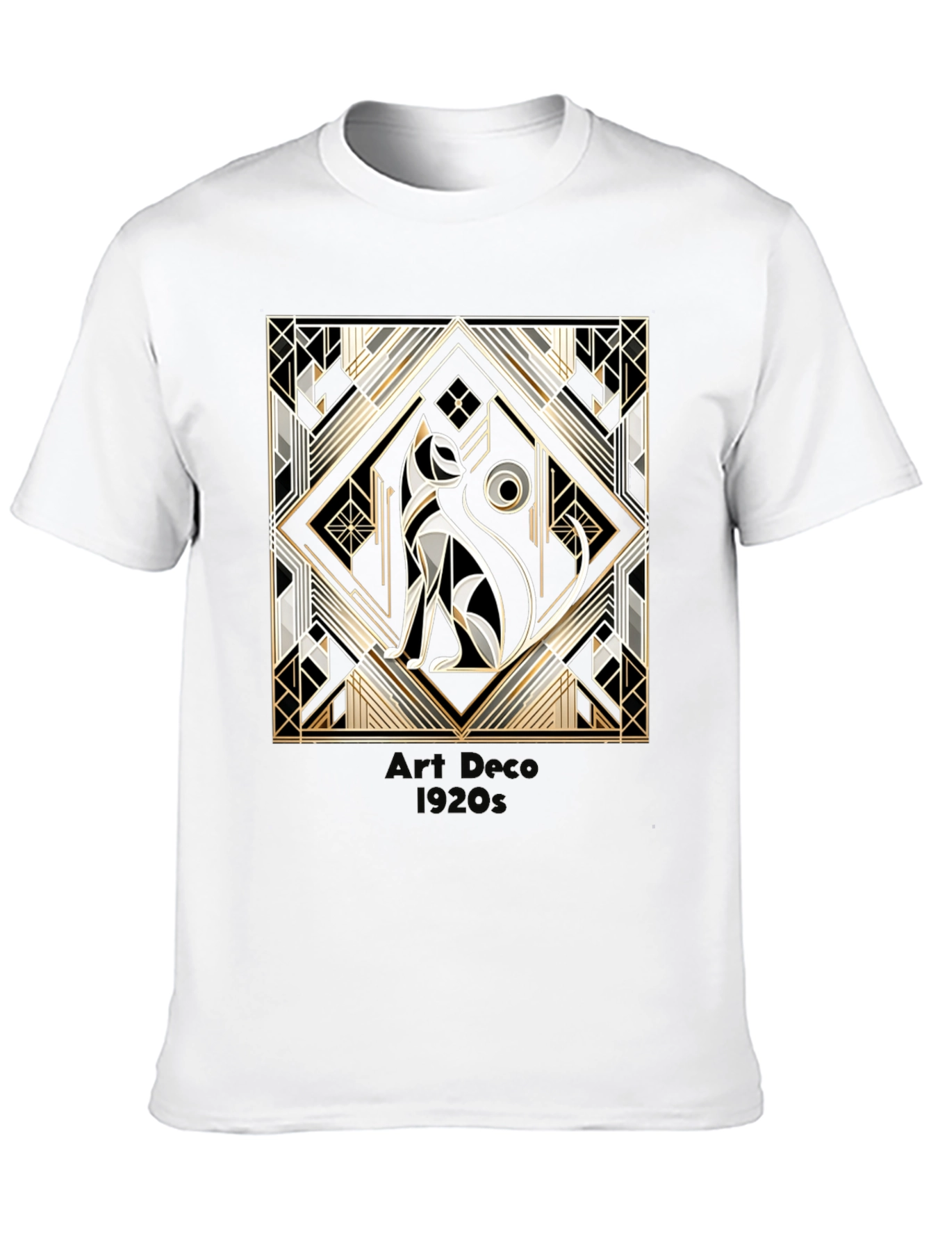 Art Deco 1920s Cat Graphic T-Shirt