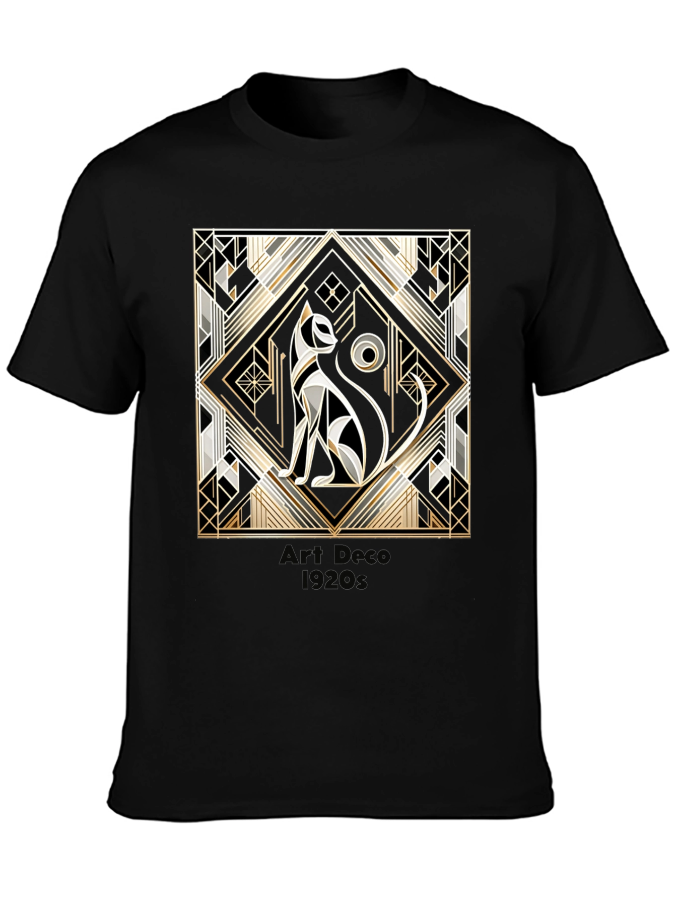 Art Deco 1920s Cat Graphic T-Shirt