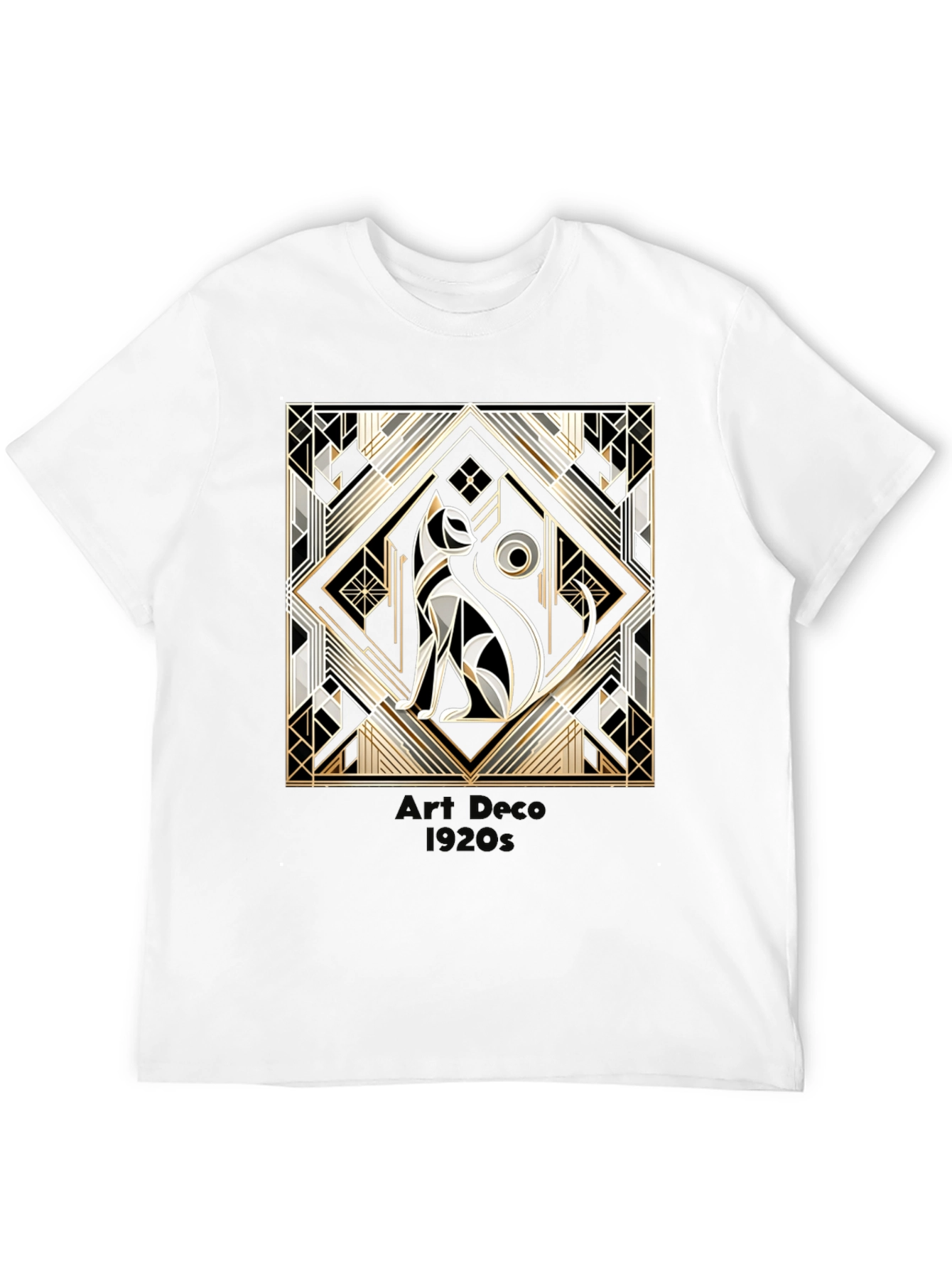 Art Deco 1920s Cat Graphic T-Shirt