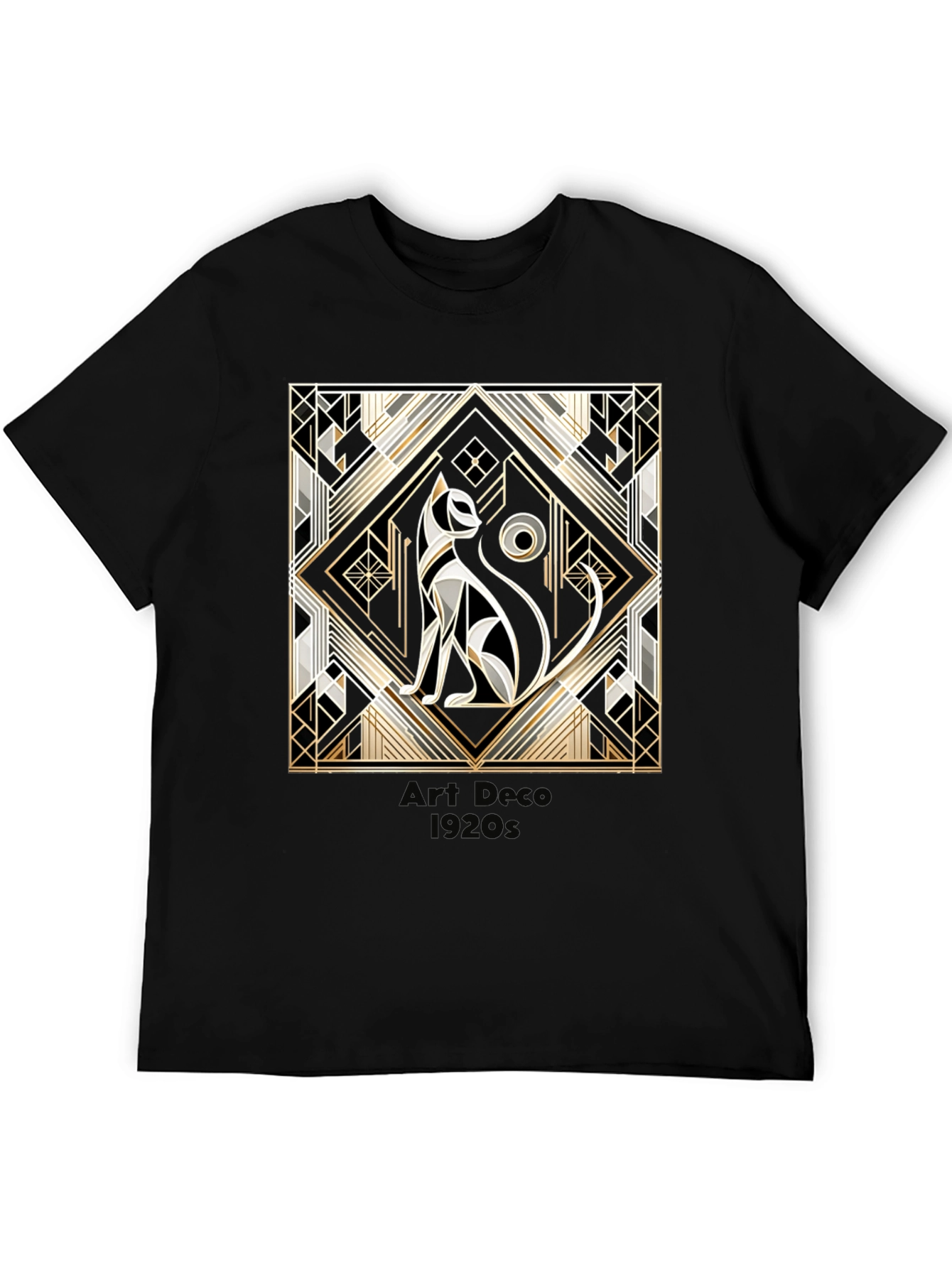 Art Deco 1920s Cat Graphic T-Shirt