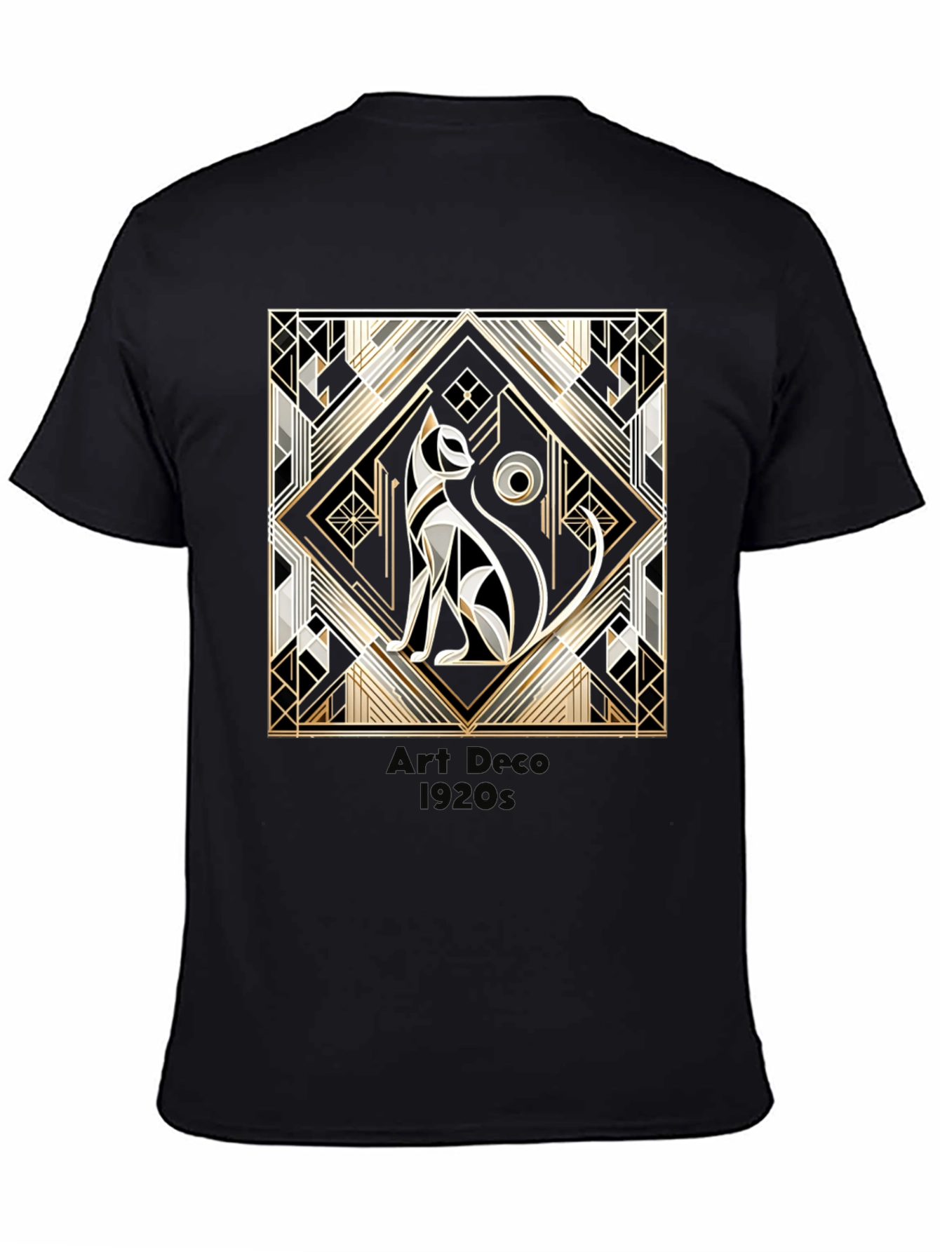 Art Deco 1920s Cat Graphic T-Shirt