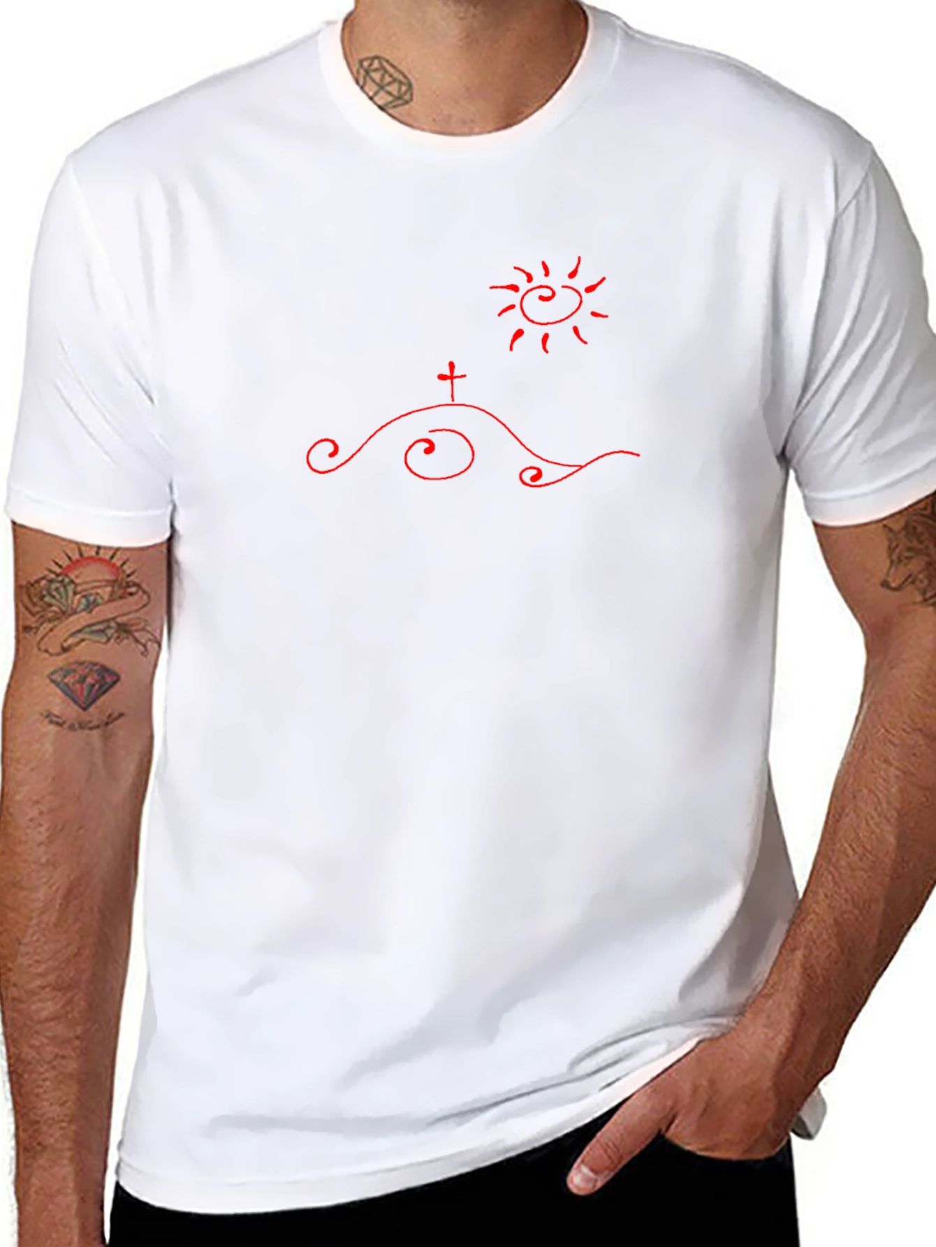 Unique Graphic T-Shirt - Hillside Cross & Sun