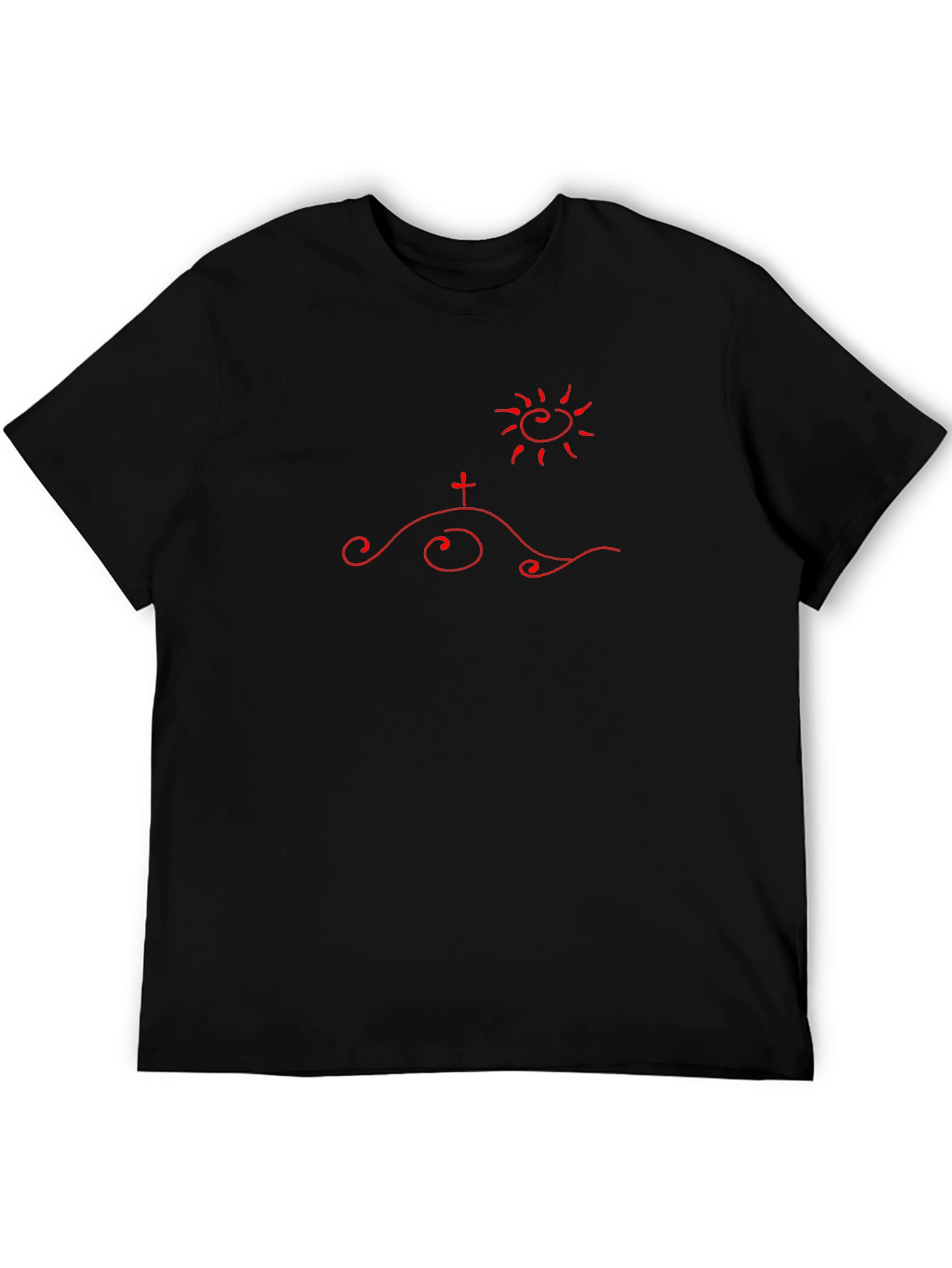Unique Graphic T-Shirt - Hillside Cross & Sun