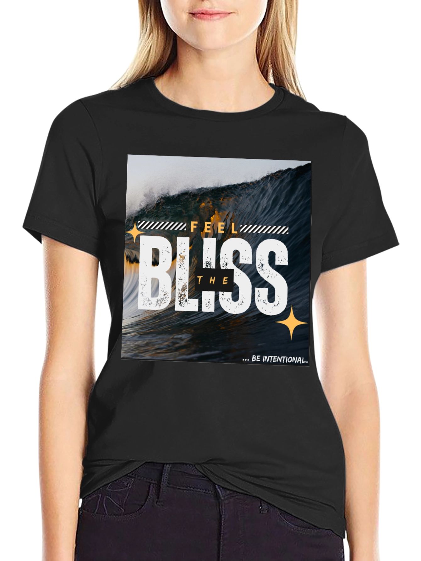 Feel the Bliss Graphic T-Shirt - Black