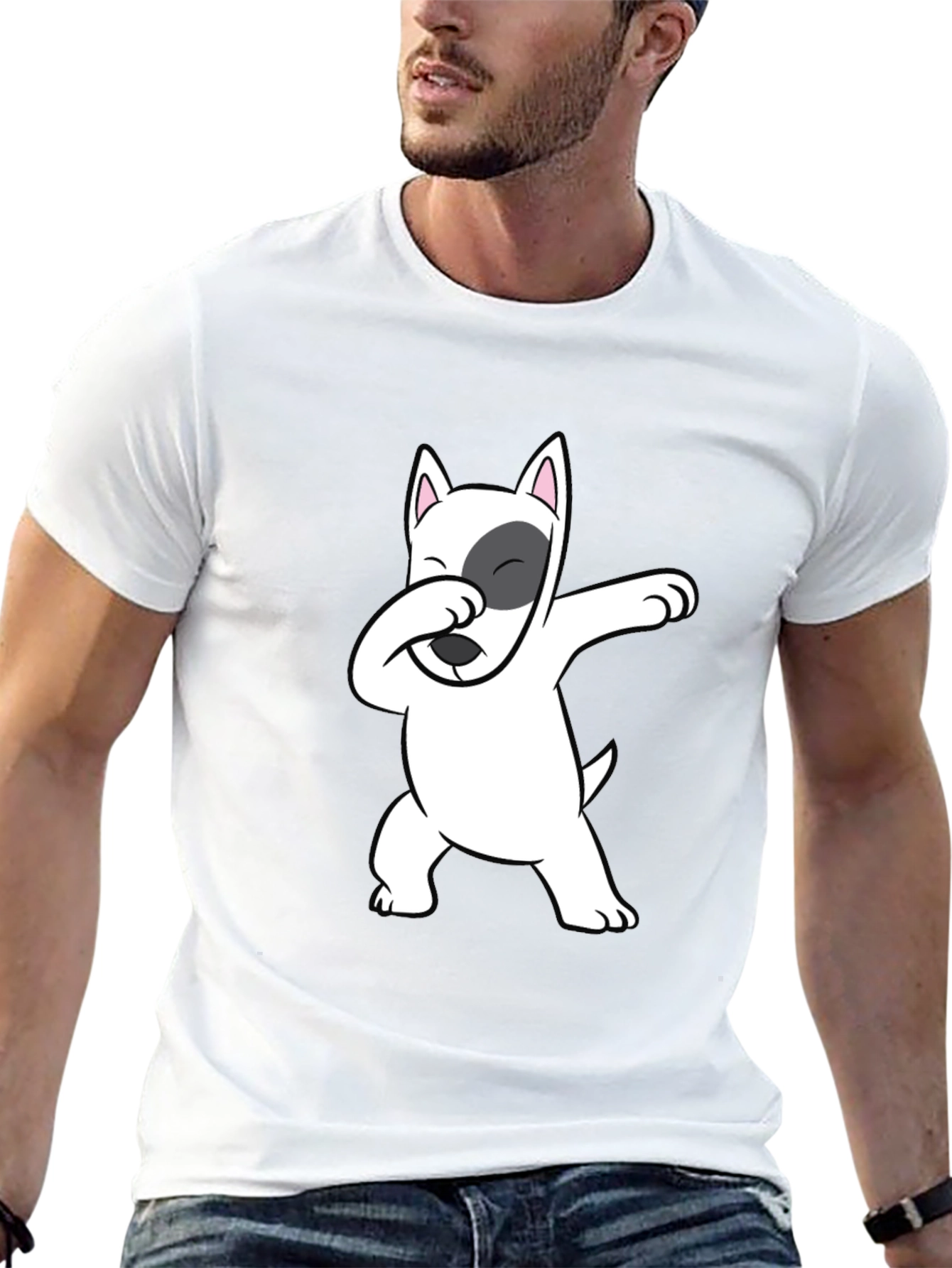 Dabbing Dog Graphic Tee - Cool Bull Terrier T-Shirt