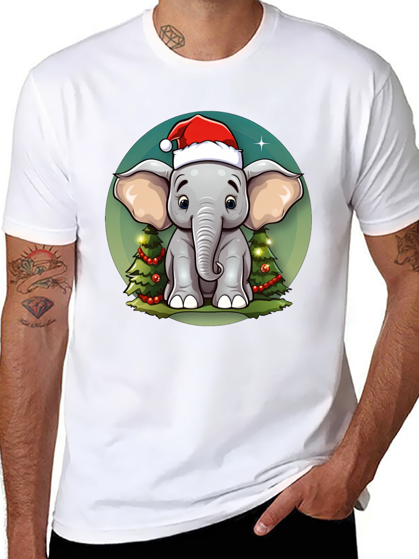 Festive Elephant Christmas T-Shirt