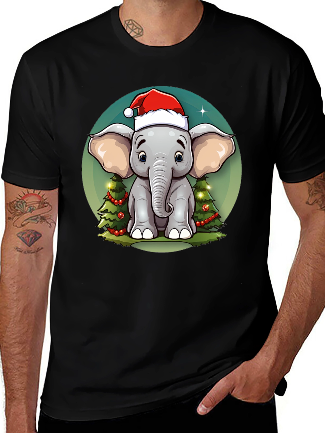 Festive Elephant Christmas T-Shirt