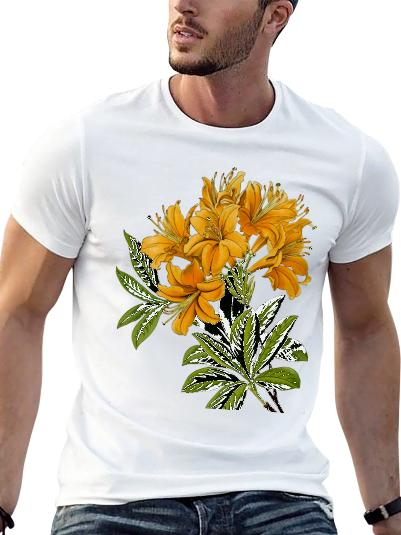 Floral Graphic Black T-Shirt for Men
