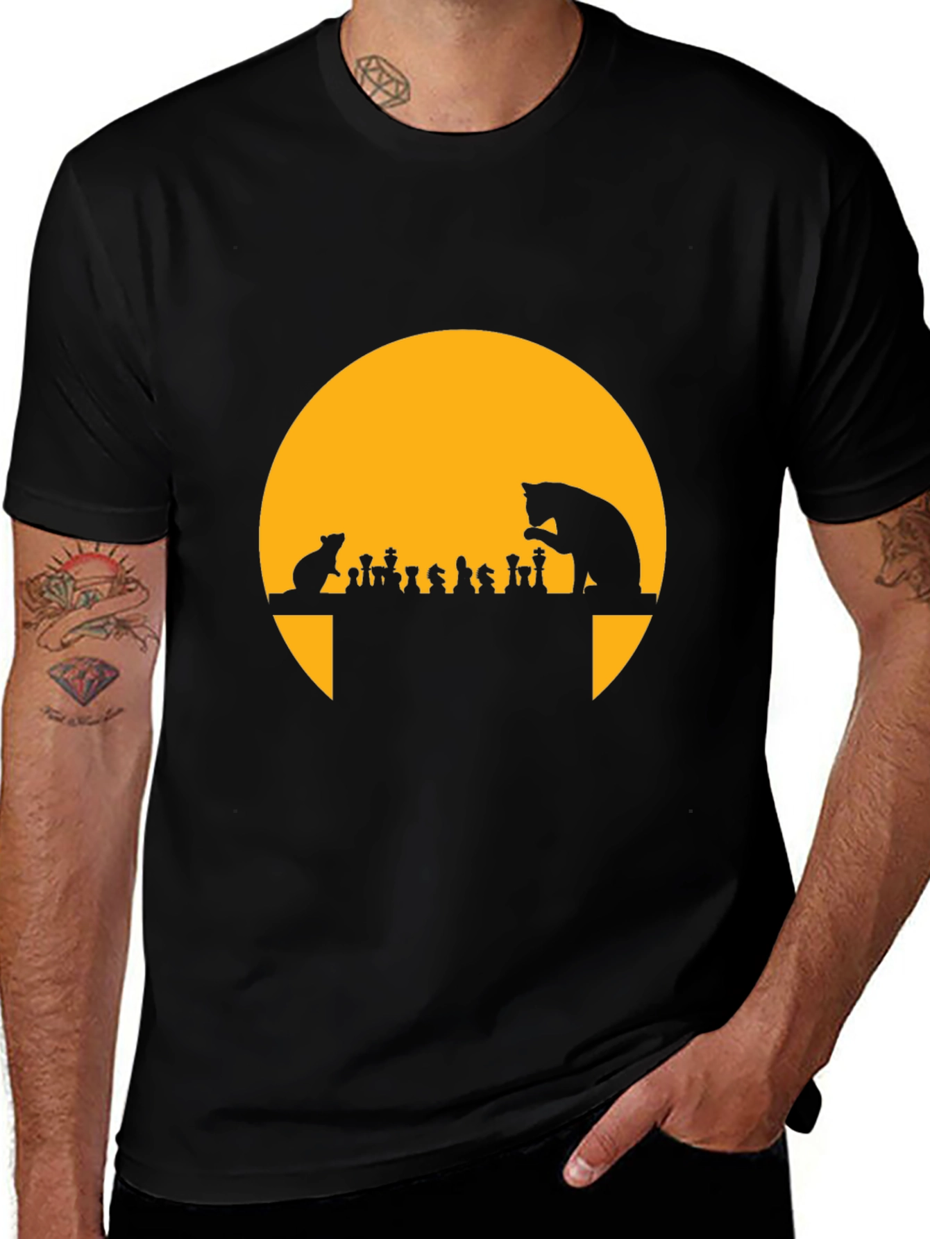 Cat & Mouse Chess T-Shirt - Funny Silhouette Tee