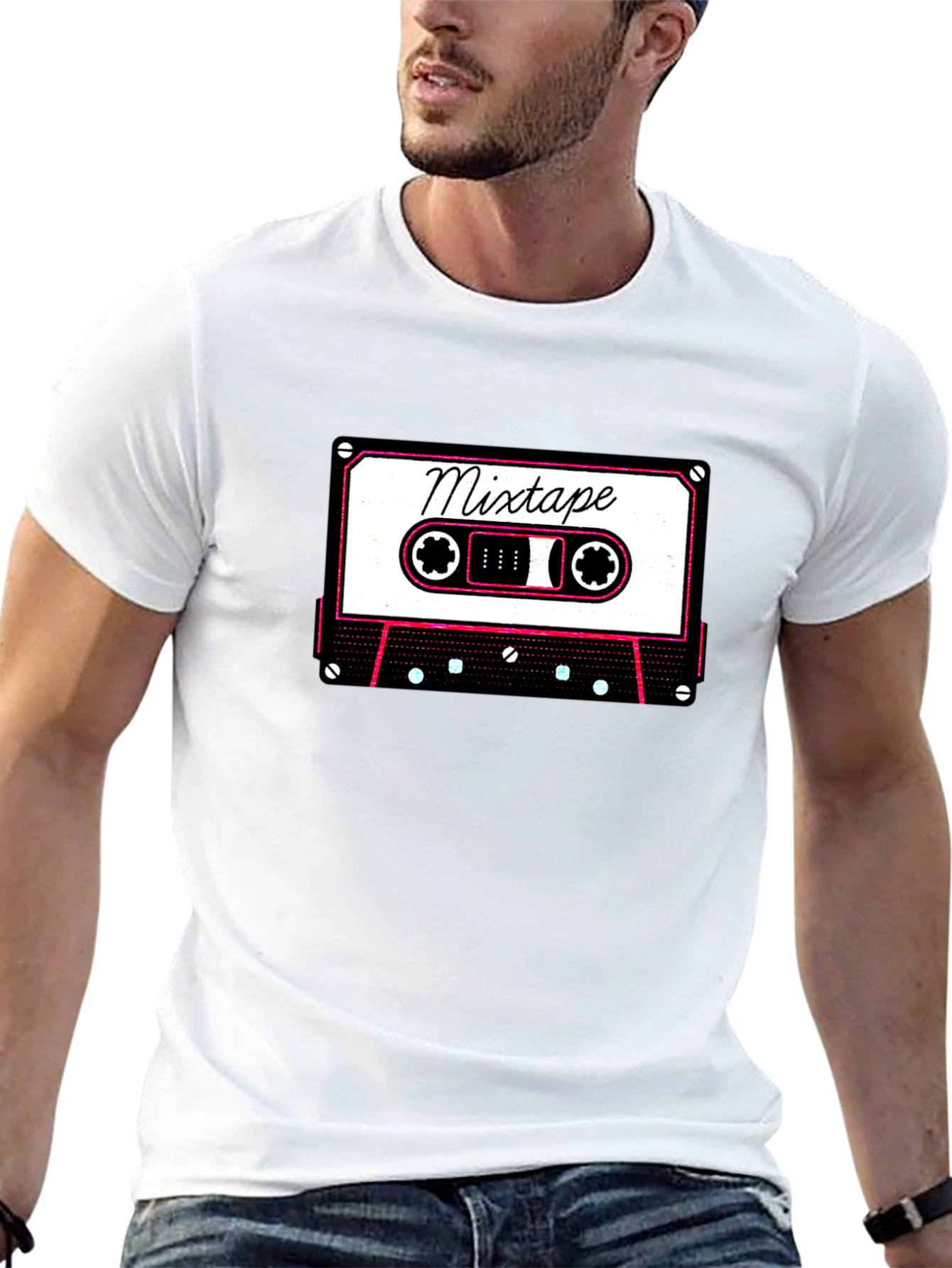 Retro Mixtape Graphic Tee - Cool Black T-Shirt