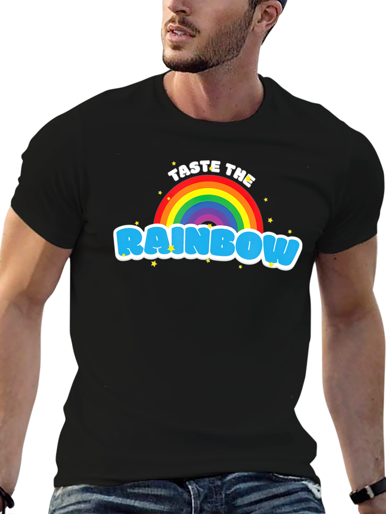 Taste the Rainbow Graphic Tee - Black Cotton Blend