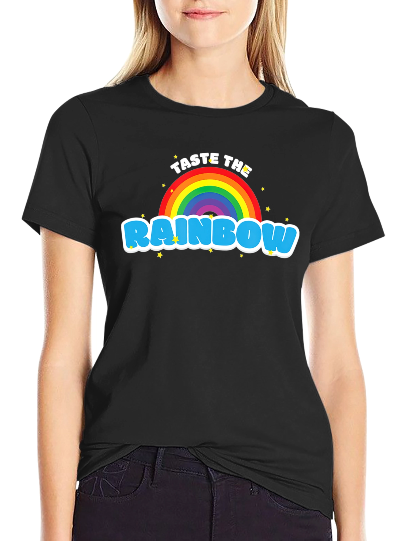 Taste the Rainbow Graphic Tee - Black Cotton Blend