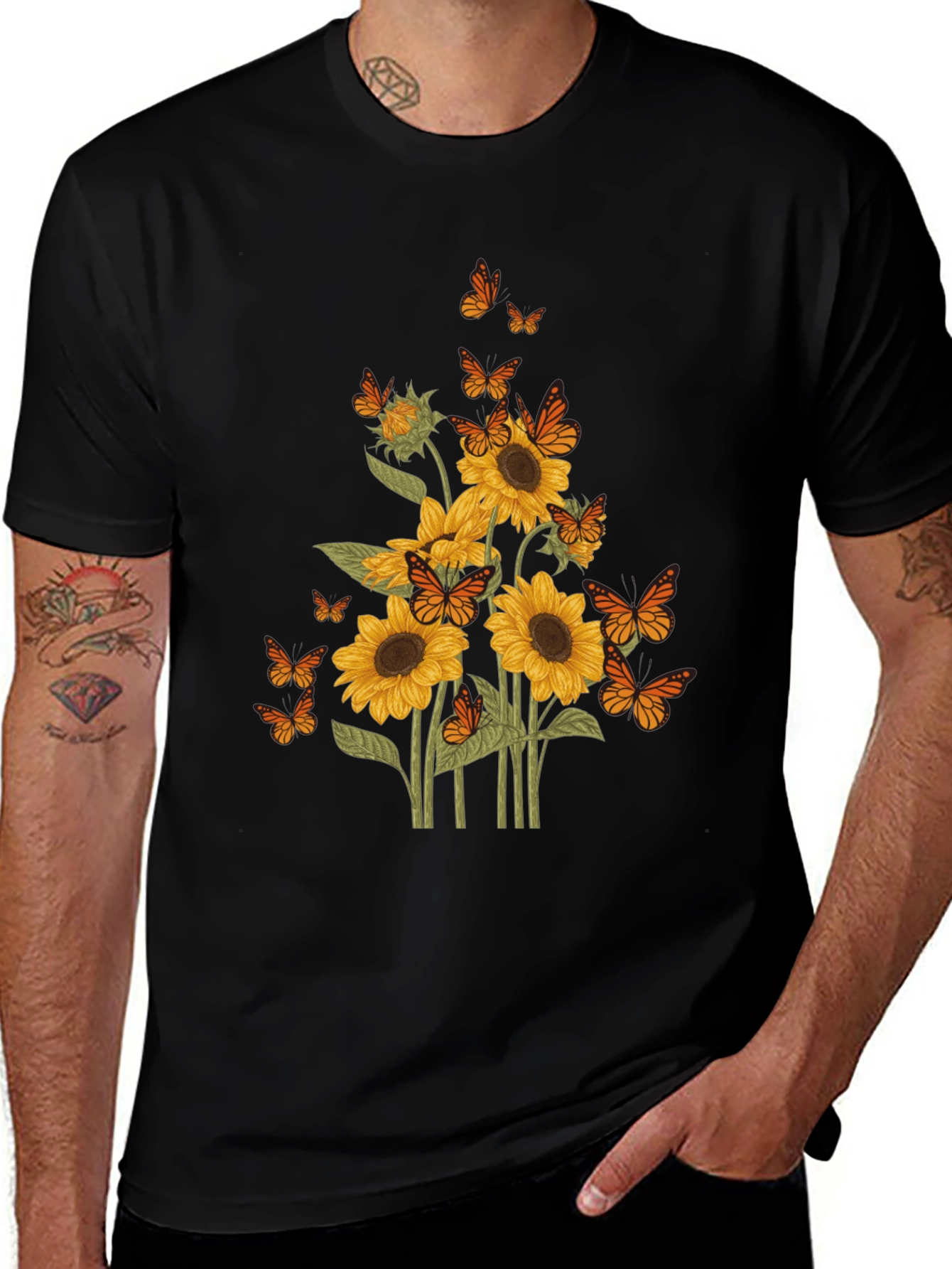 Sunflower Butterfly Graphic Tee