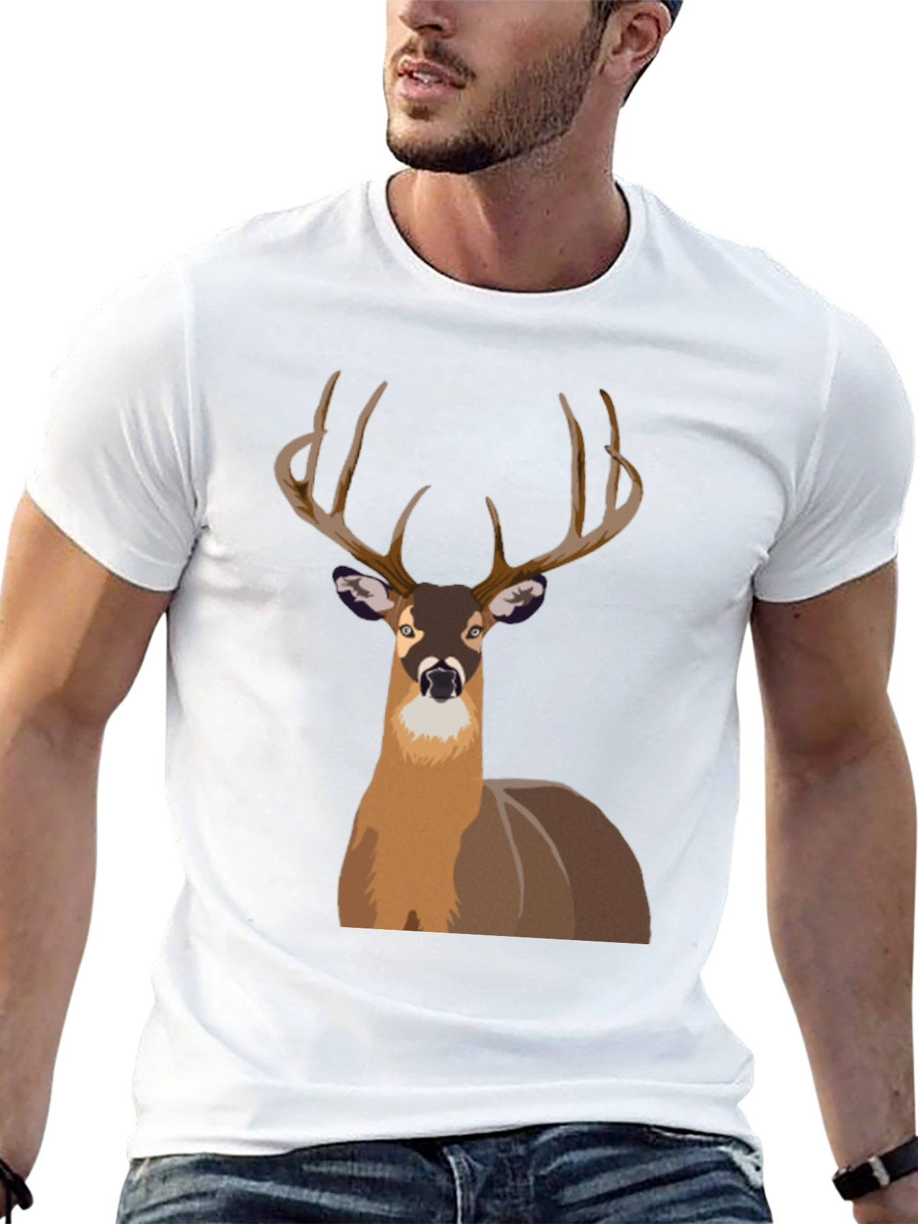Deer Graphic Print Black T-Shirt