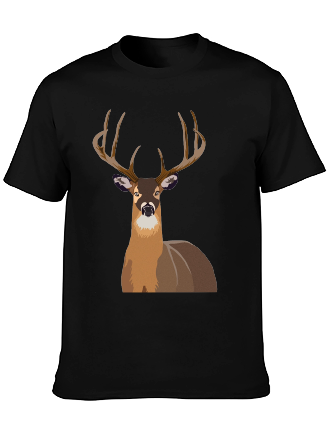 Deer Graphic Print Black T-Shirt