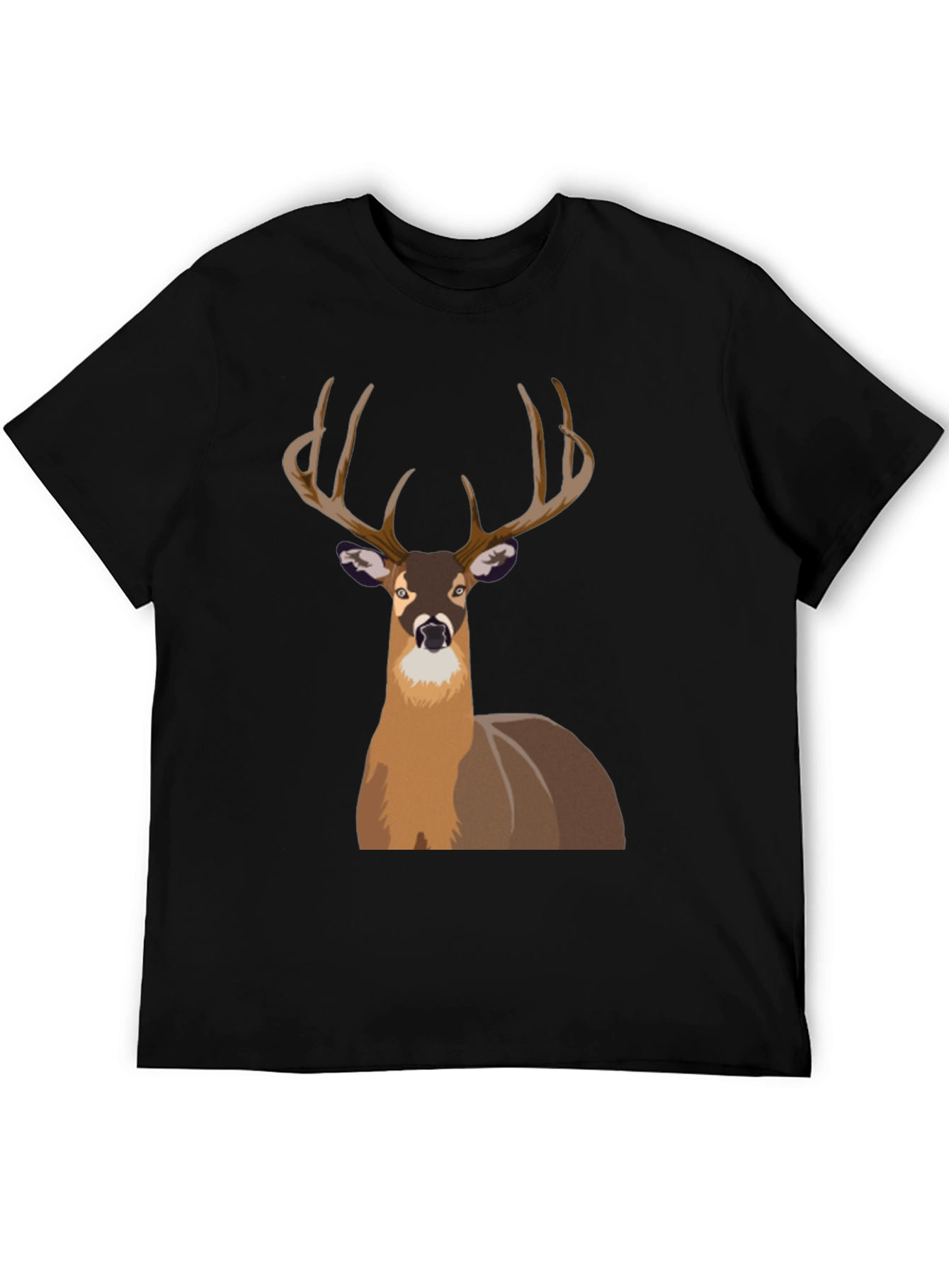 Deer Graphic Print Black T-Shirt