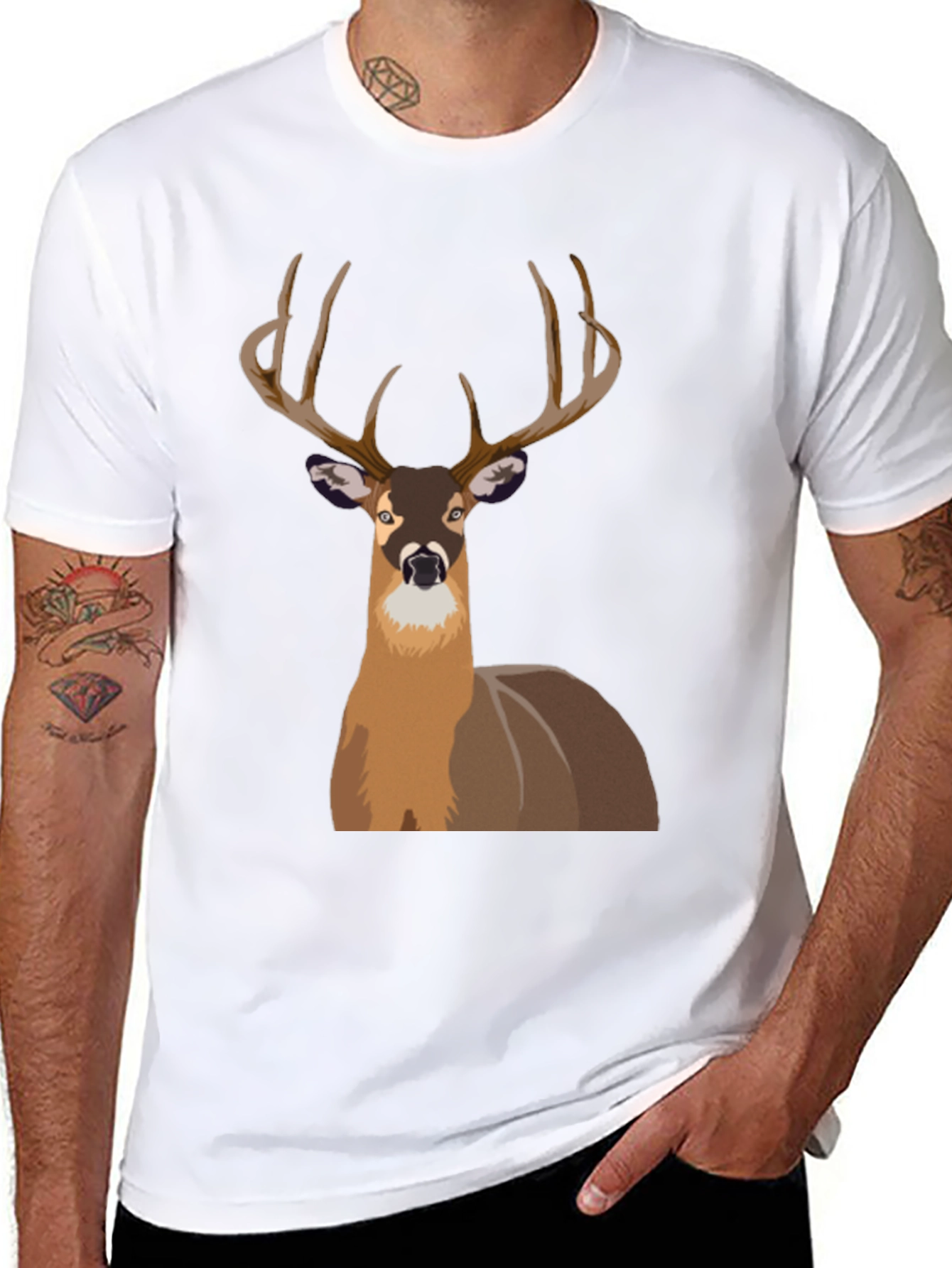 Deer Graphic Print Black T-Shirt