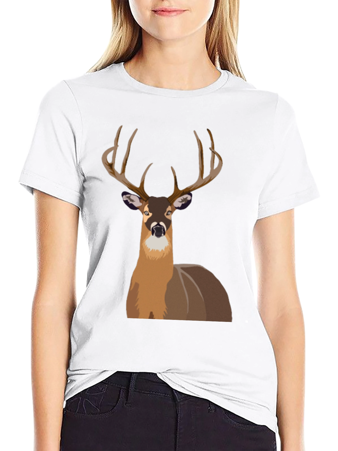 Deer Graphic Print Black T-Shirt