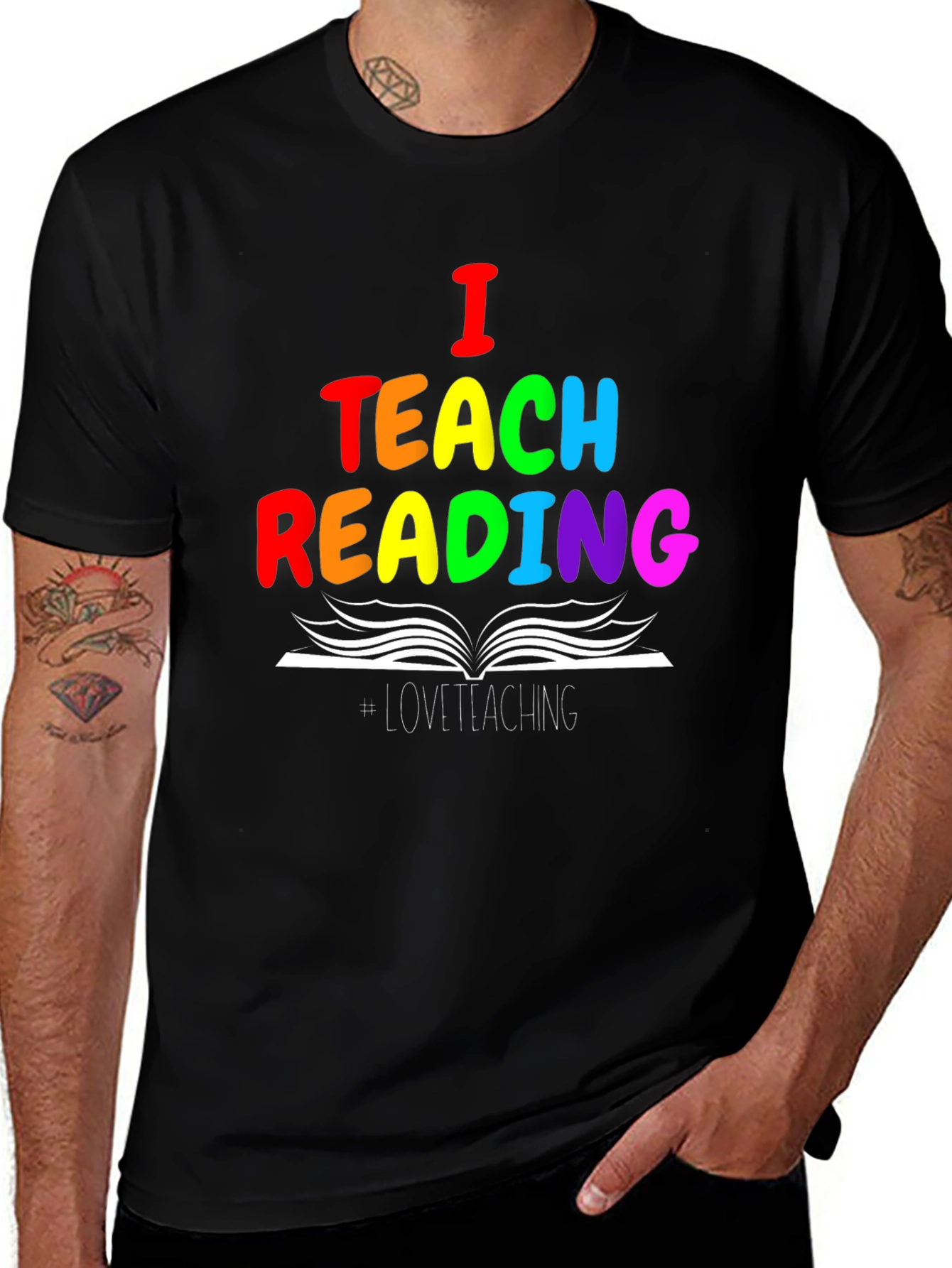 I Teach Reading T-Shirt - Rainbow Teacher Tee