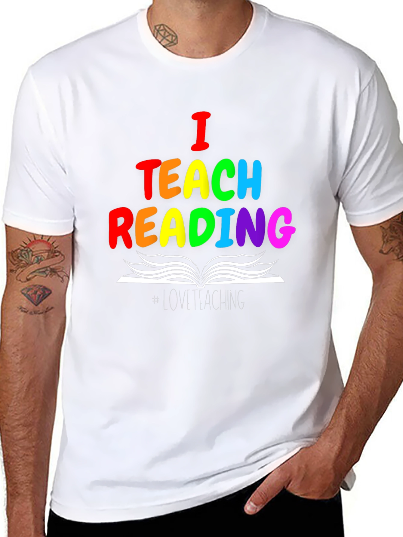 I Teach Reading T-Shirt - Rainbow Teacher Tee